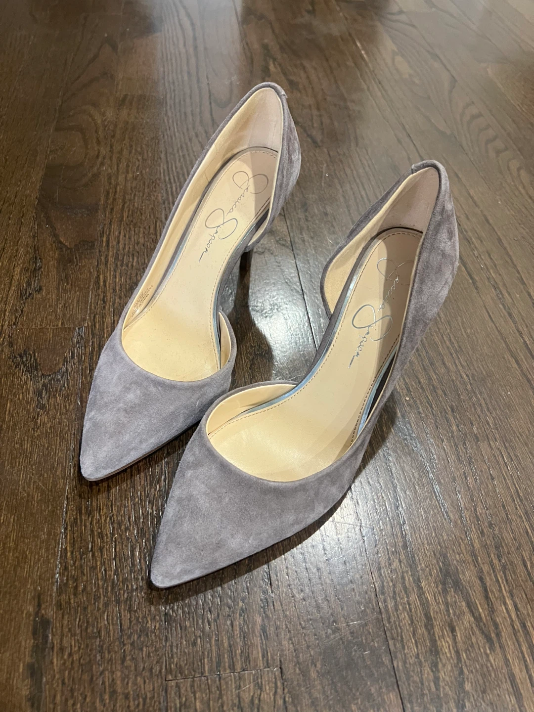Jessica Simpson Gray Suede D'Orsay Heels