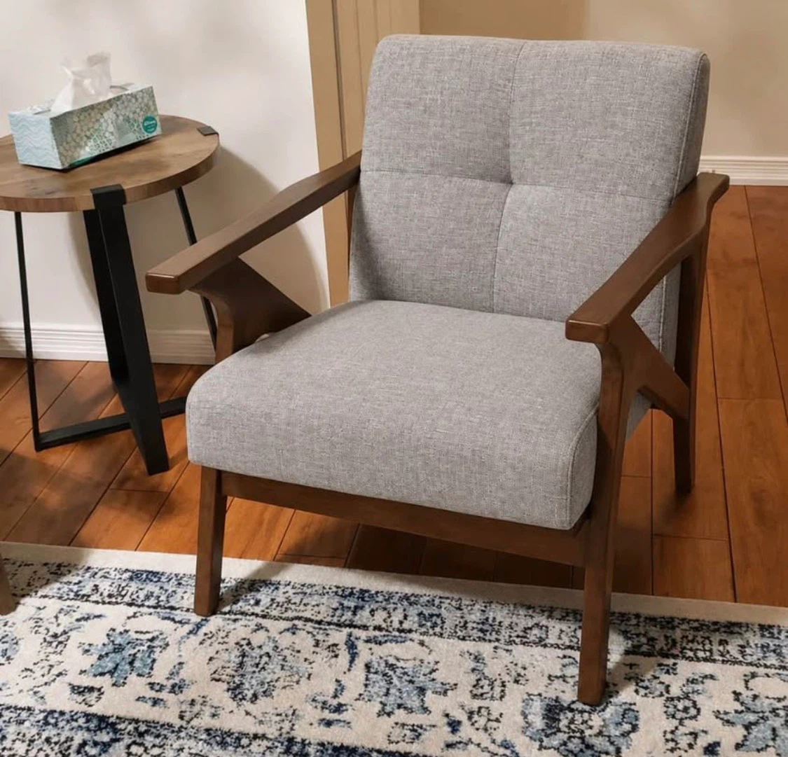 New Mid Century Modern Wood Tufted Lounge Chair - photo 2
