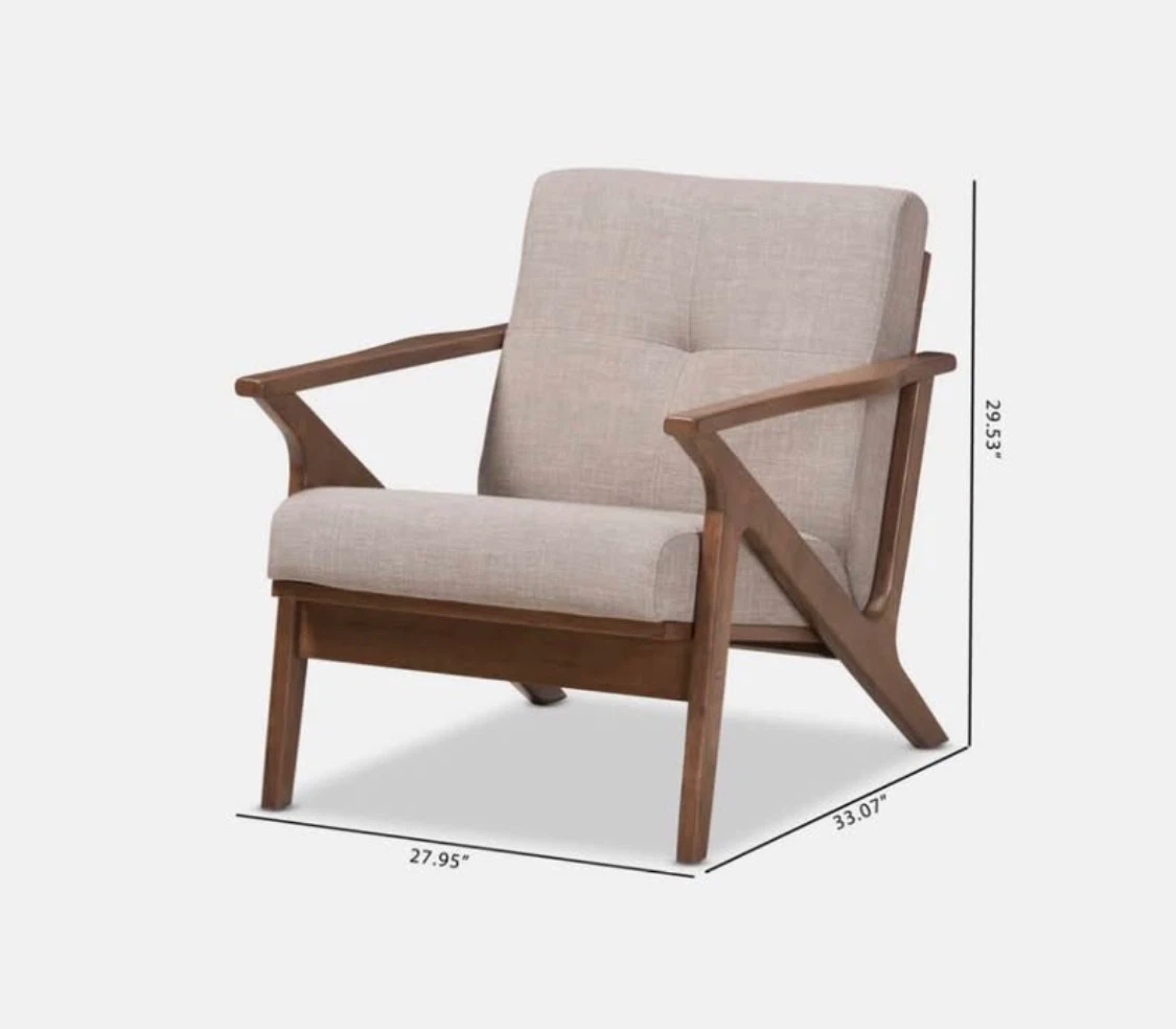 New Mid Century Modern Wood Tufted Lounge Chair - photo 3
