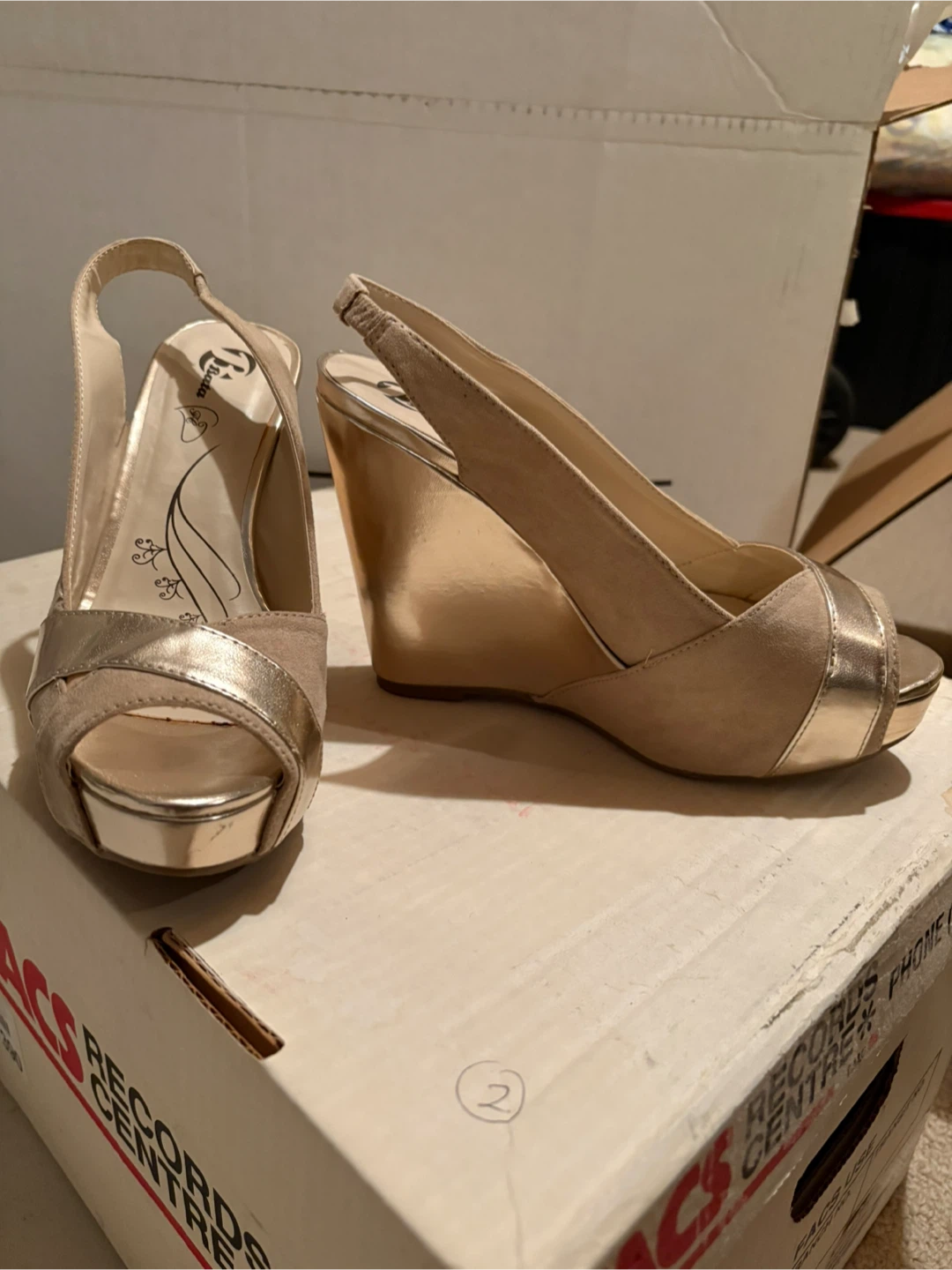 Tan Suede Peep Toe Heels - photo 2