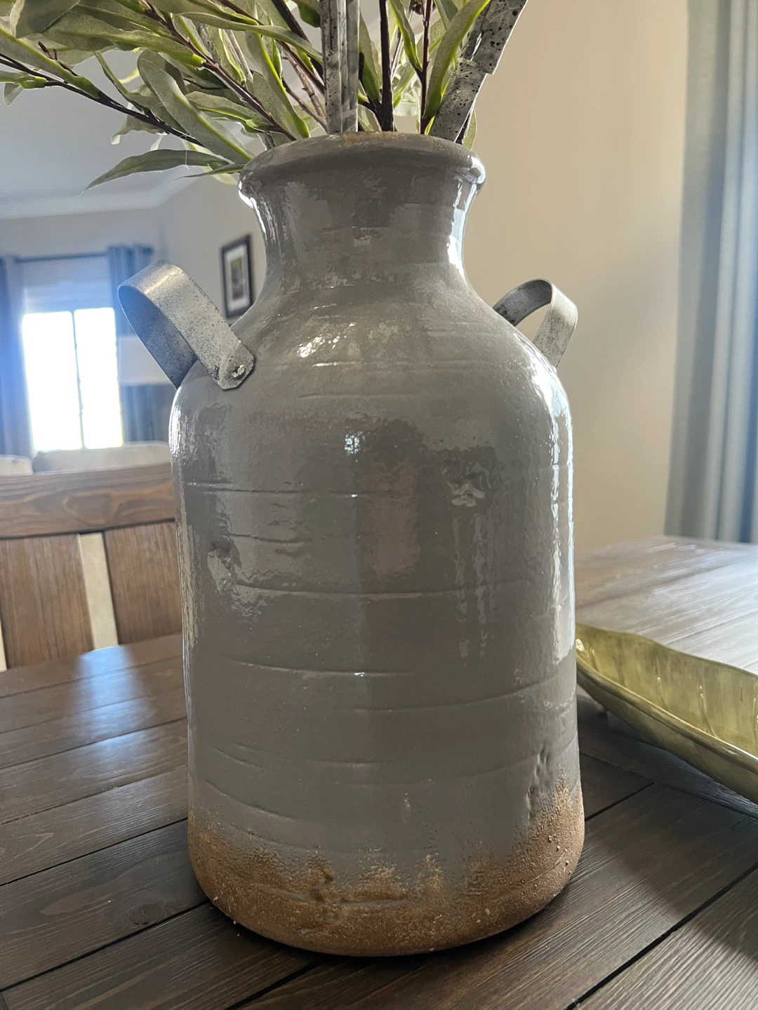 Gray Ceramic Jug Vase with Handles