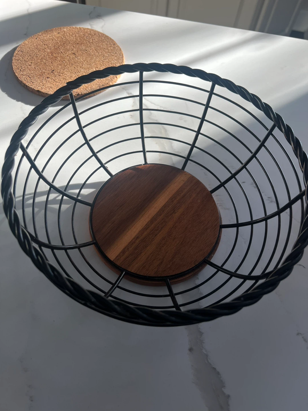 Wire Fruit Basket with Wood Base