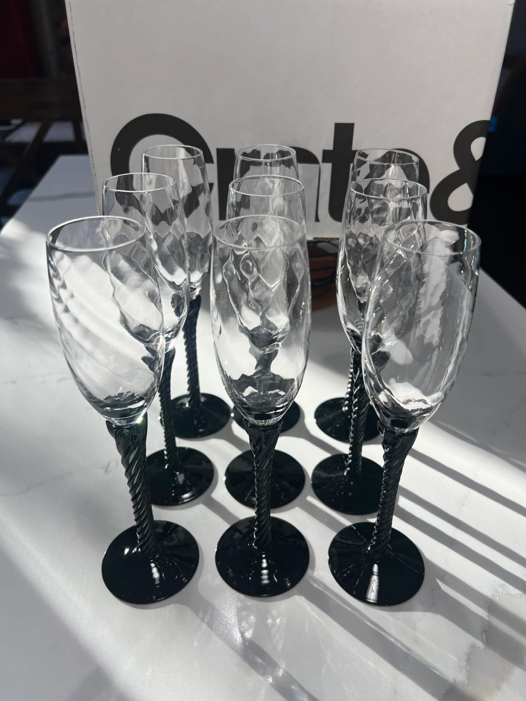 Crate & Barrel Champagne Flutes (Set of 9)