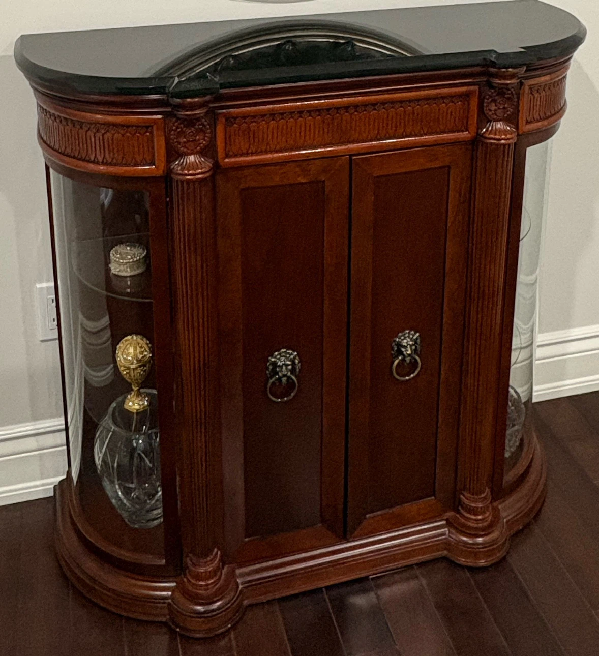 Elegant Curio Cabinet with Glass Doors and Round mirror - photo 2