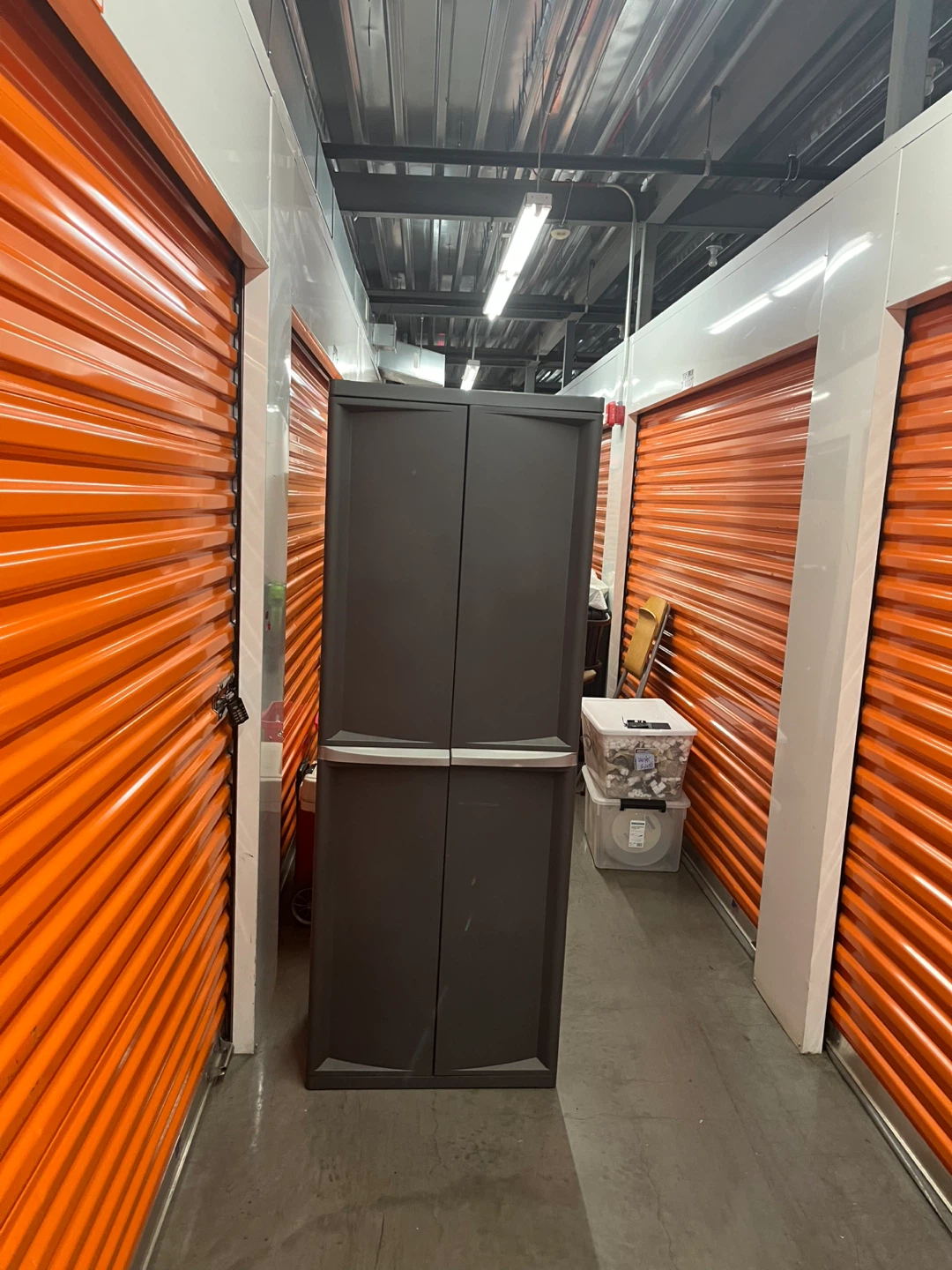 Dark Gray Plastic Storage Cabinet with Shelves