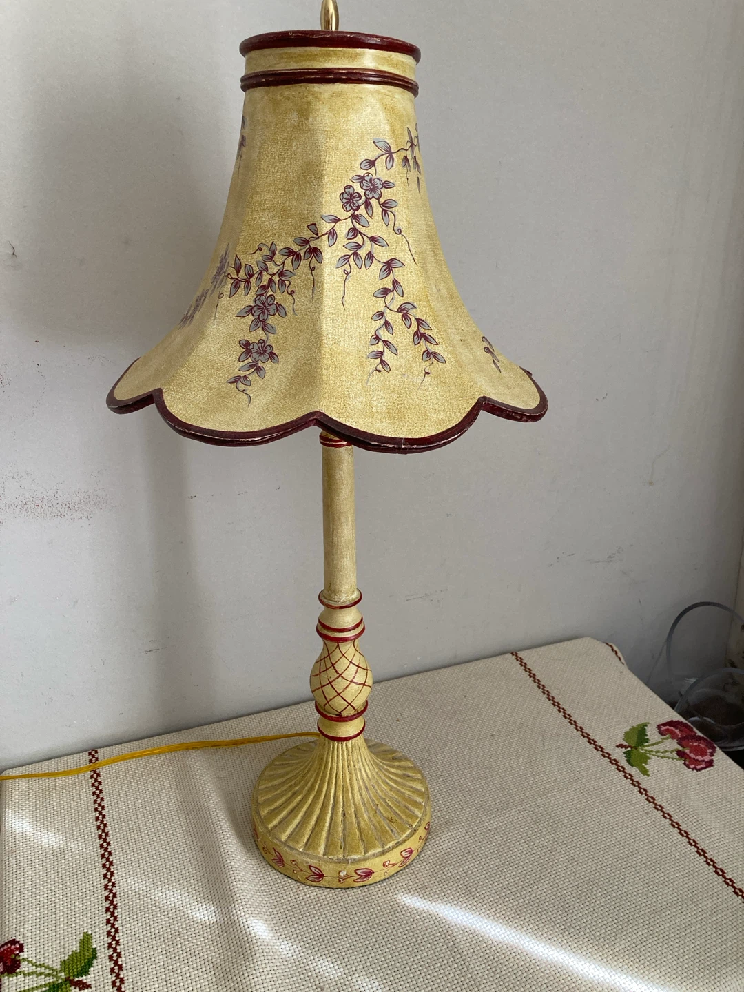 Hand painted wooden lamp