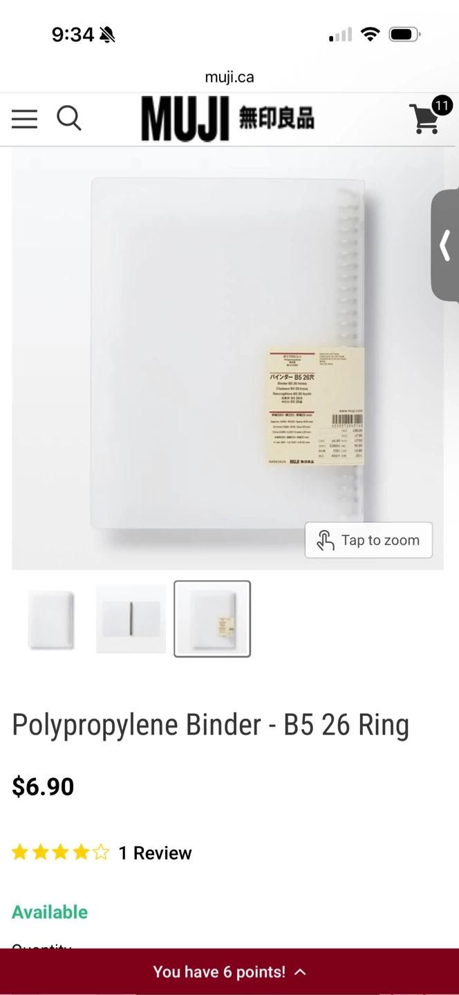 MUJI Polypropylene Binder - B5 26 Ring