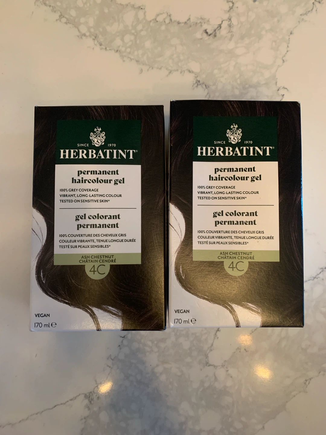 Brand New - 2 pack - Herbatint Haircolour Gel 4C Ash Chestnut