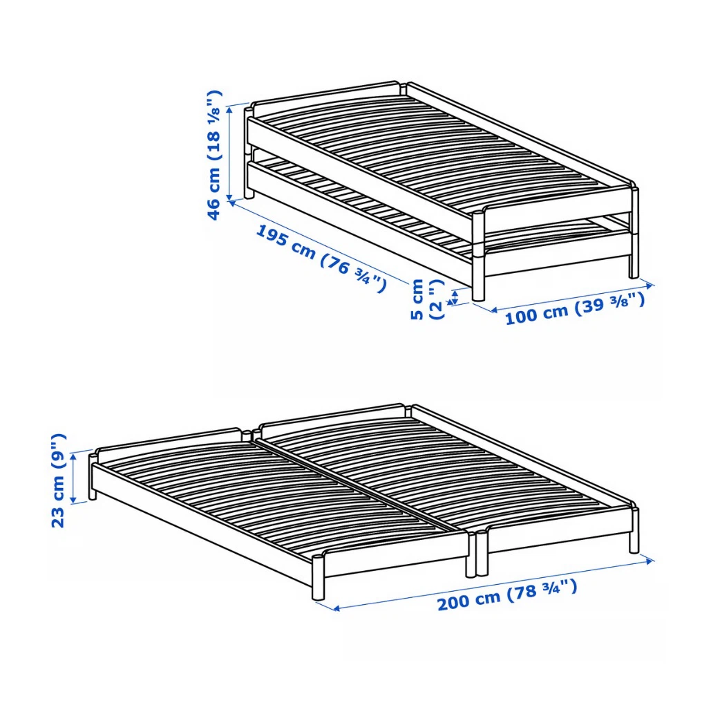 IKEA stackable bed frame with mattresses - photo 4