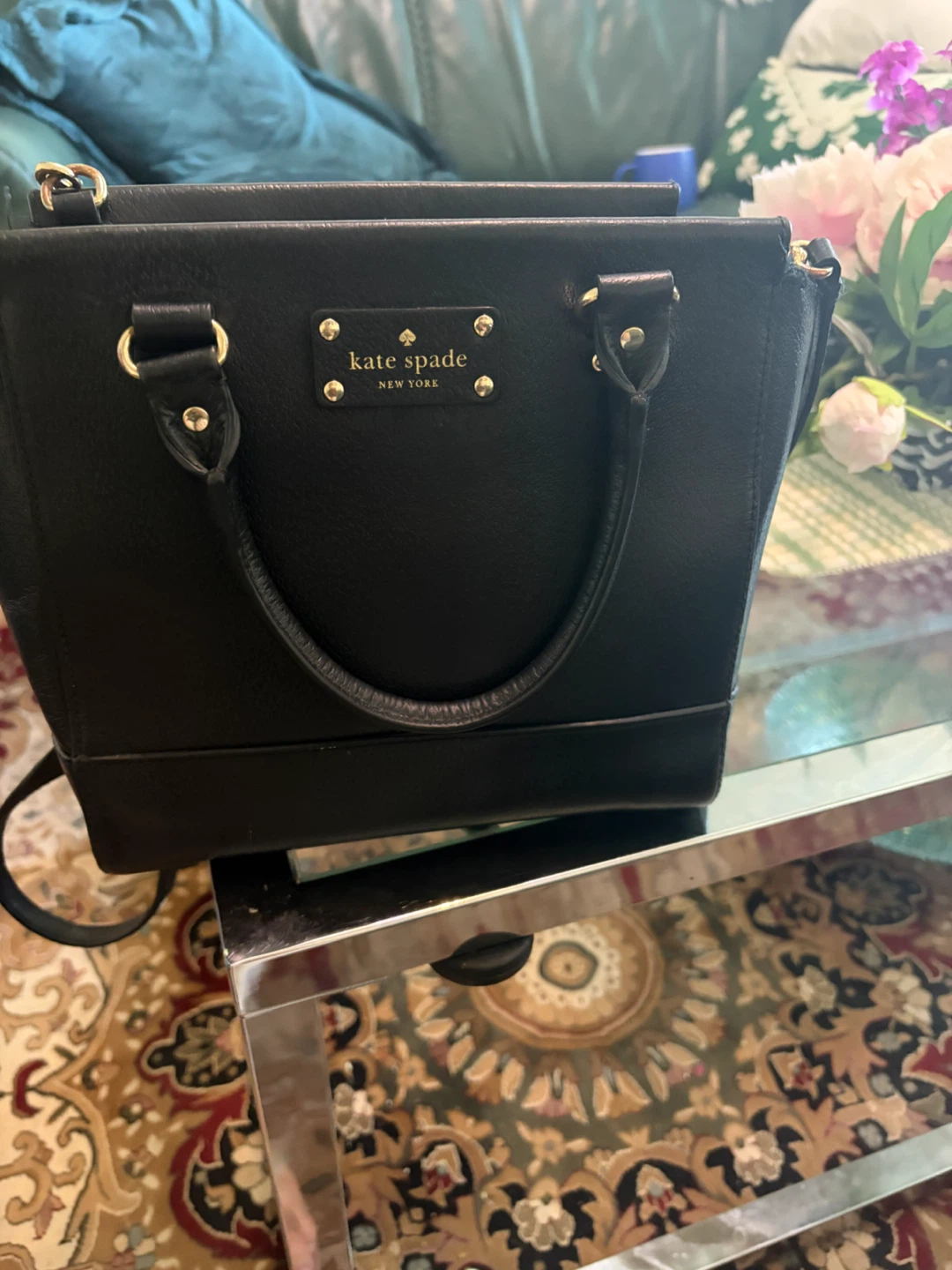Kate Spade New York Black Leather Satchel Handbag