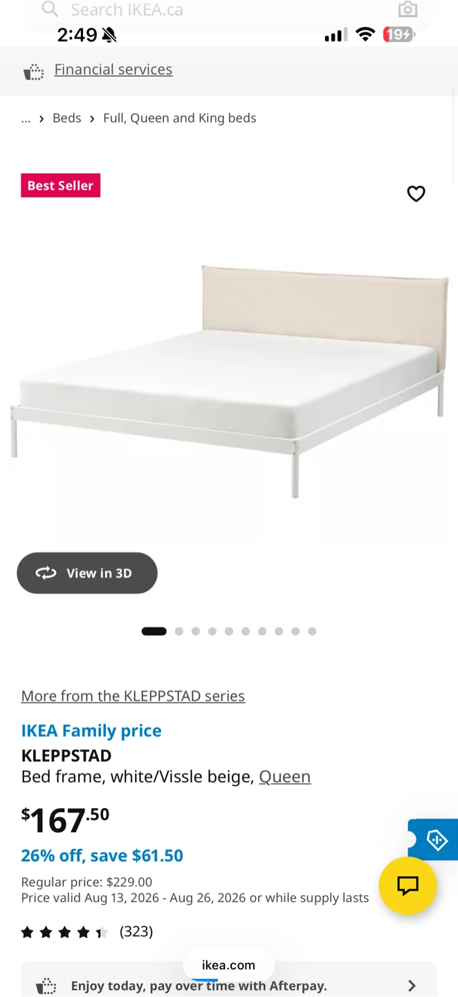 IKEA KLEPPSTAD Queen bed and mattress