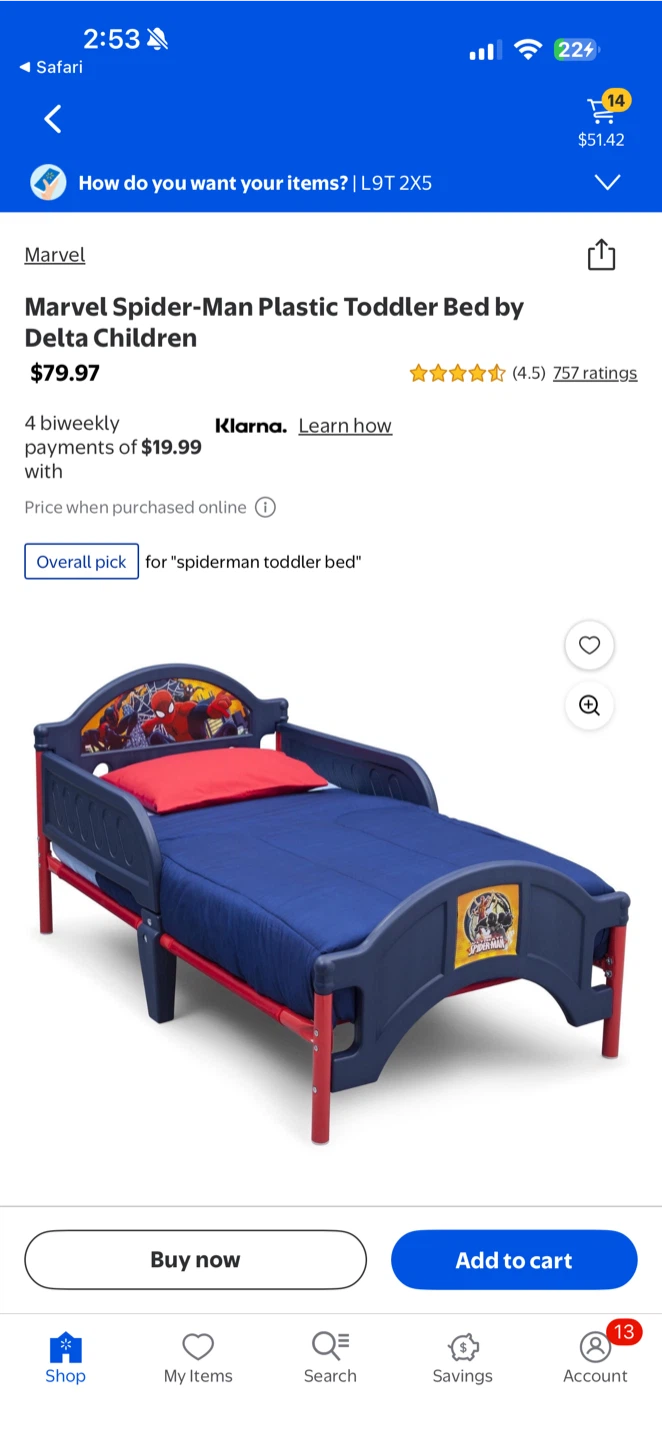 Delta Children Marvel Spider-Man Toddler Bed
