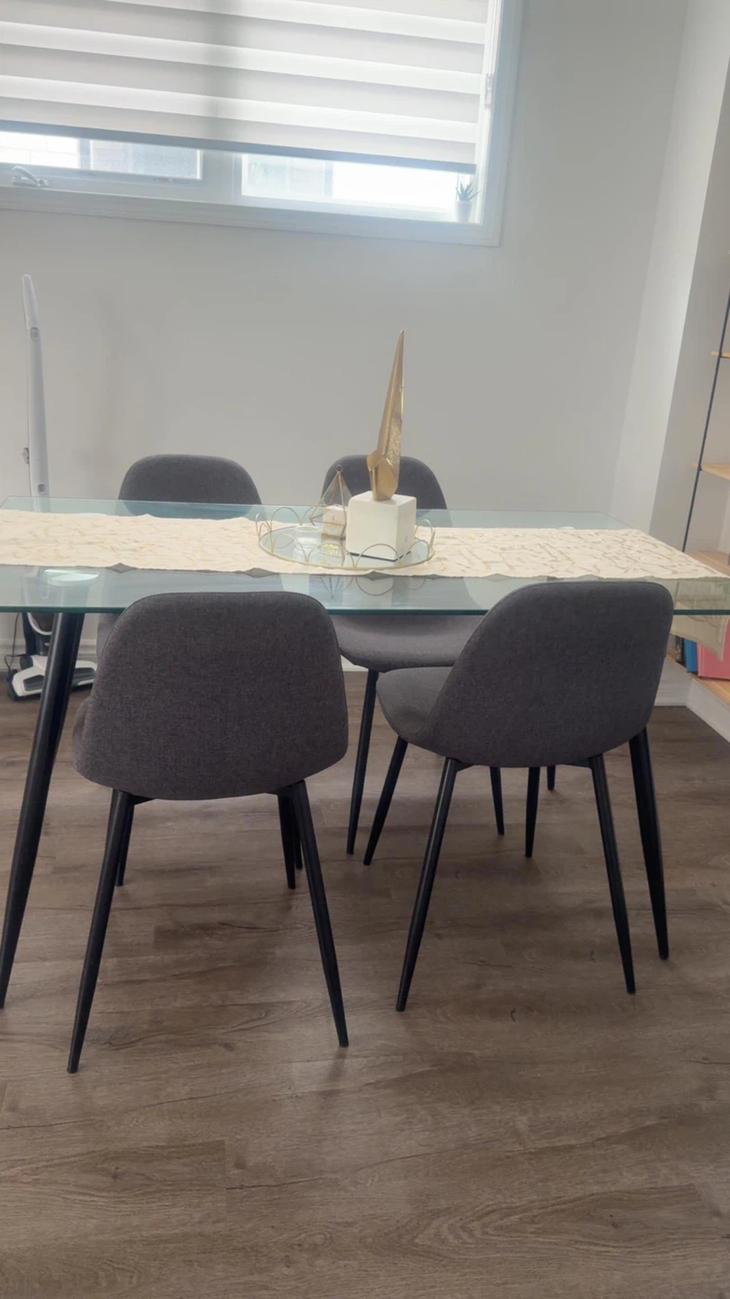 Glass Dining Table Set with 4 Chairs