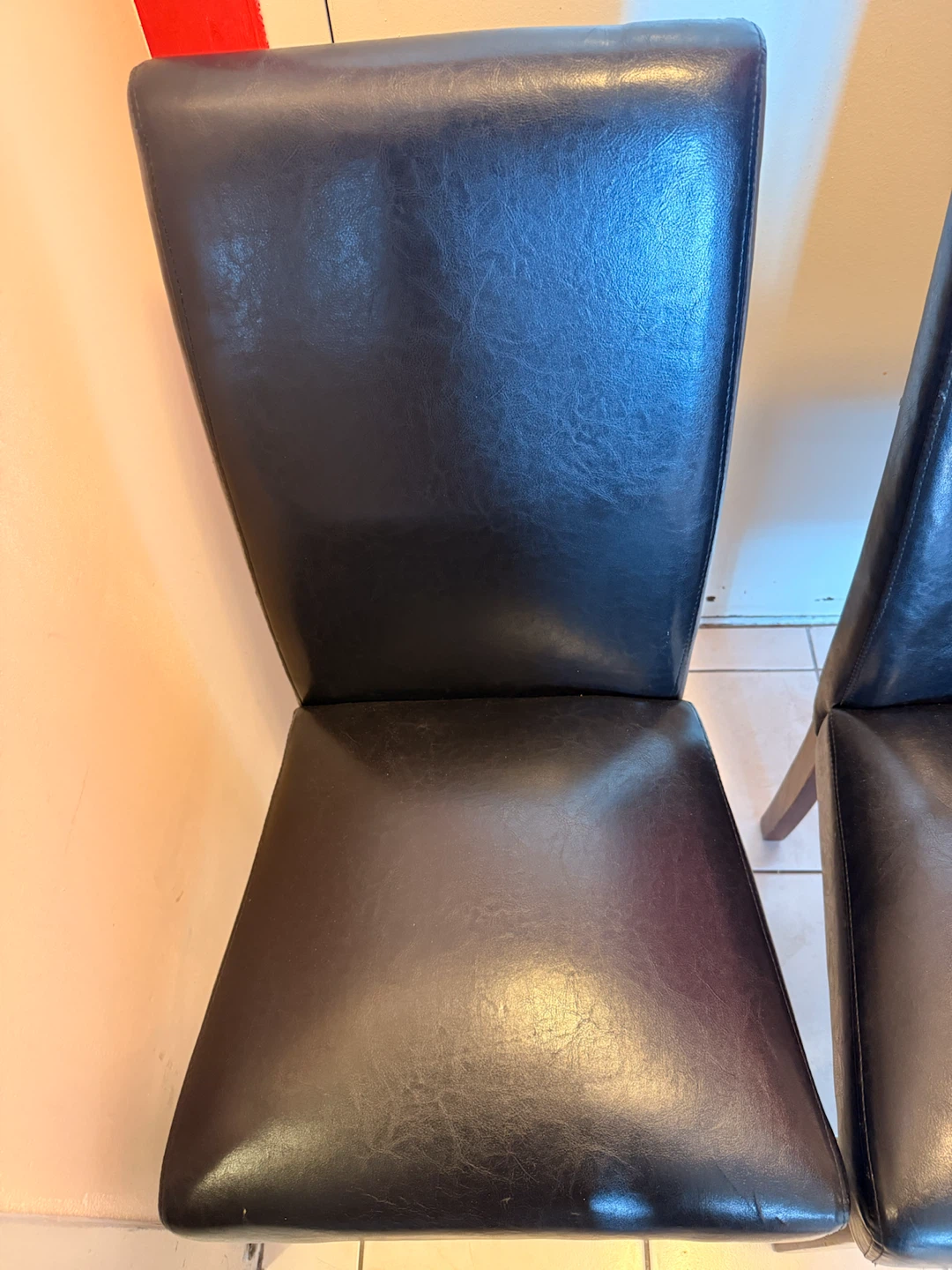 Set of 2 Black Faux Leather Dining Chairs - photo 2