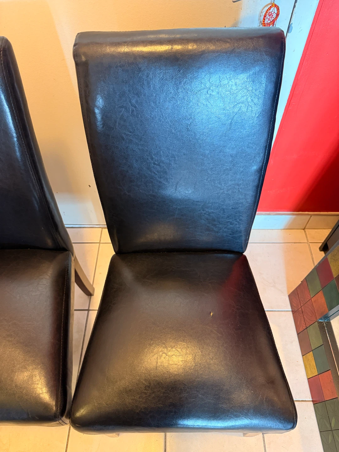 Set of 2 Black Faux Leather Dining Chairs - photo 3