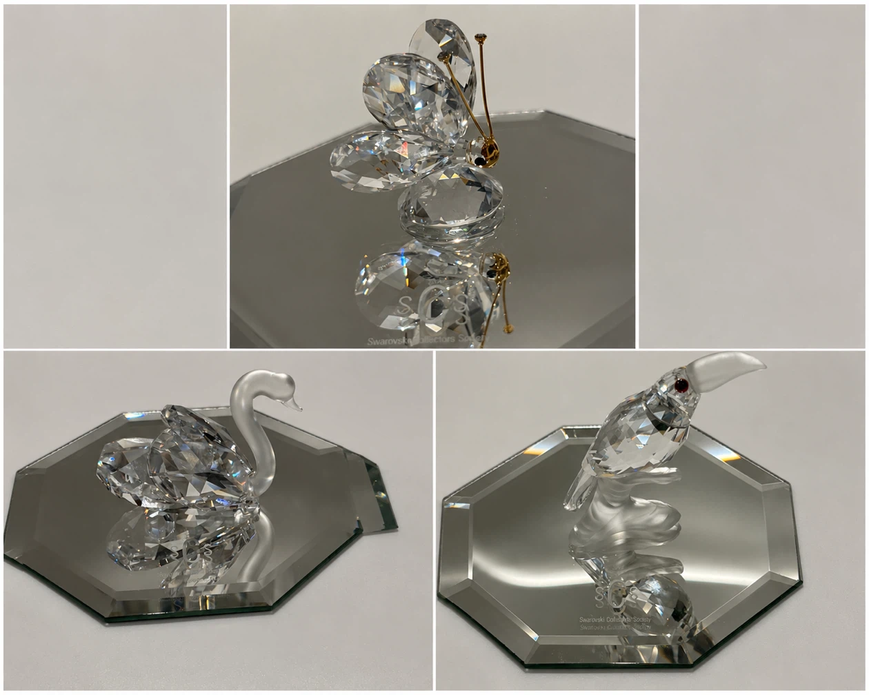 Swarovski Crystal Figurines - Swan, Butterfly, Toucan