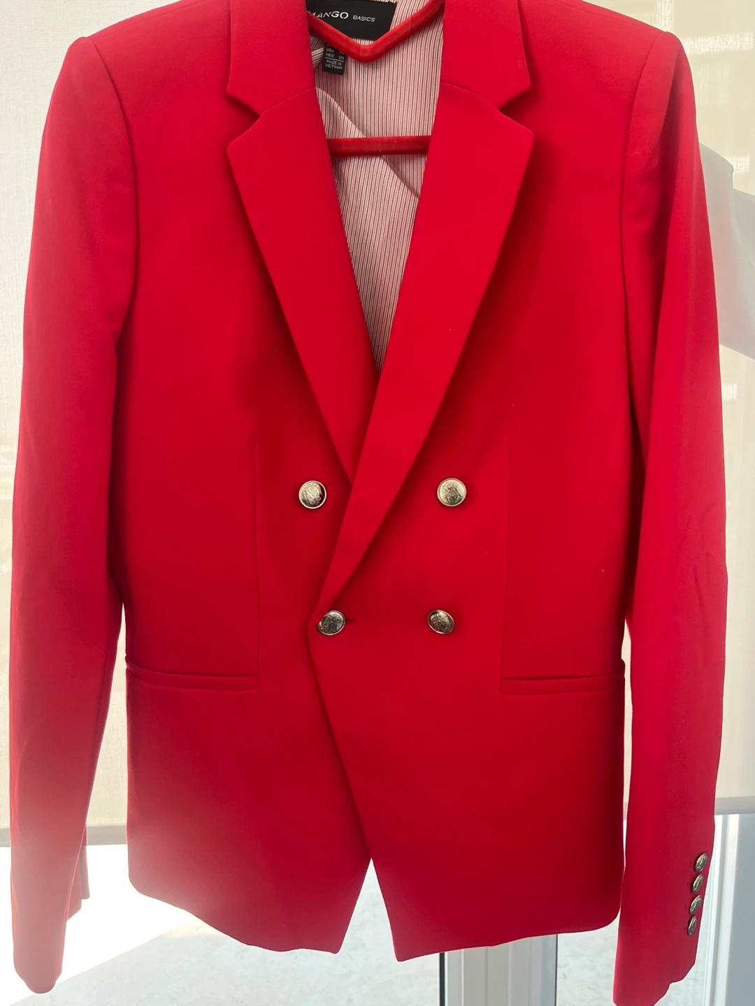 Red Double Breasted Blazer Size S Mango