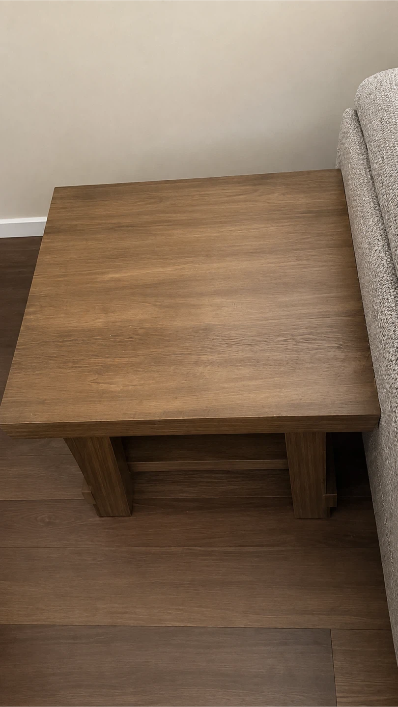 Wooden Media Console with Shelves & end table - photo 2