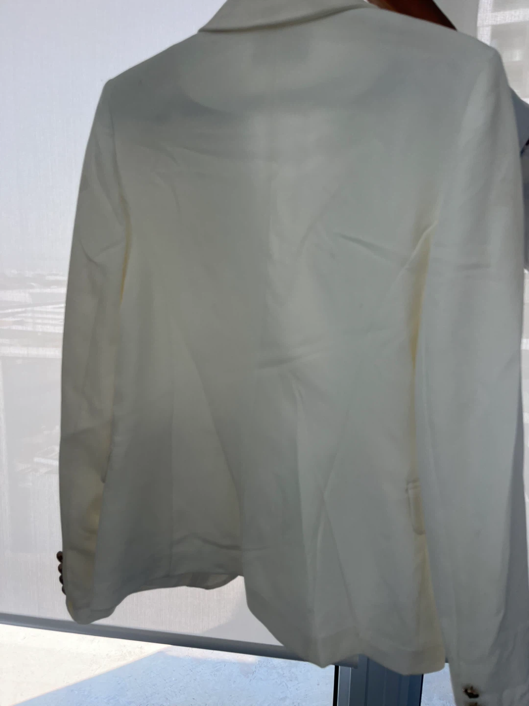 JF LEFON Double Breasted Blazer - White, Size 38 - photo 2