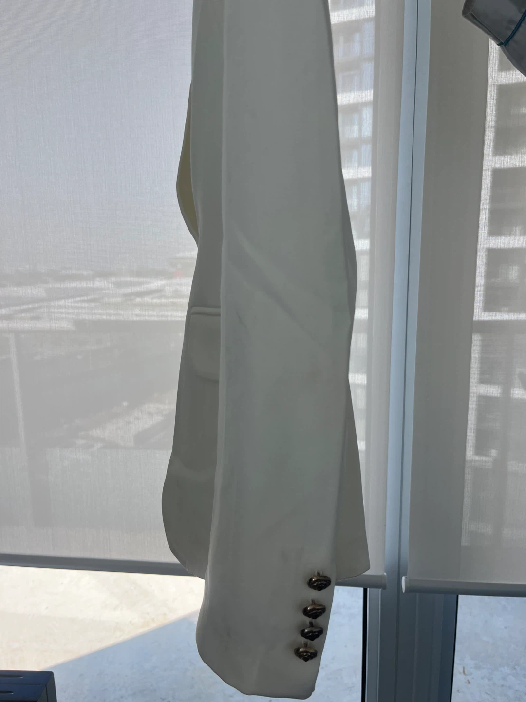 JF LEFON Double Breasted Blazer - White, Size 38 - photo 3