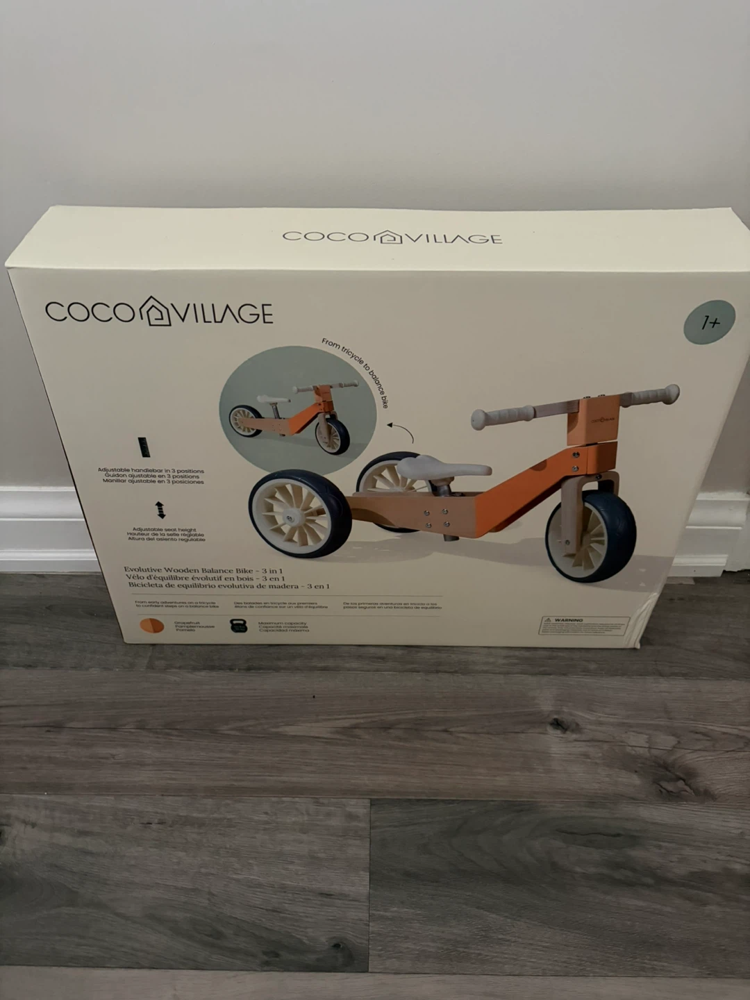 Coco Village Grapefruit 3-in-1 Wooden Balance Bike