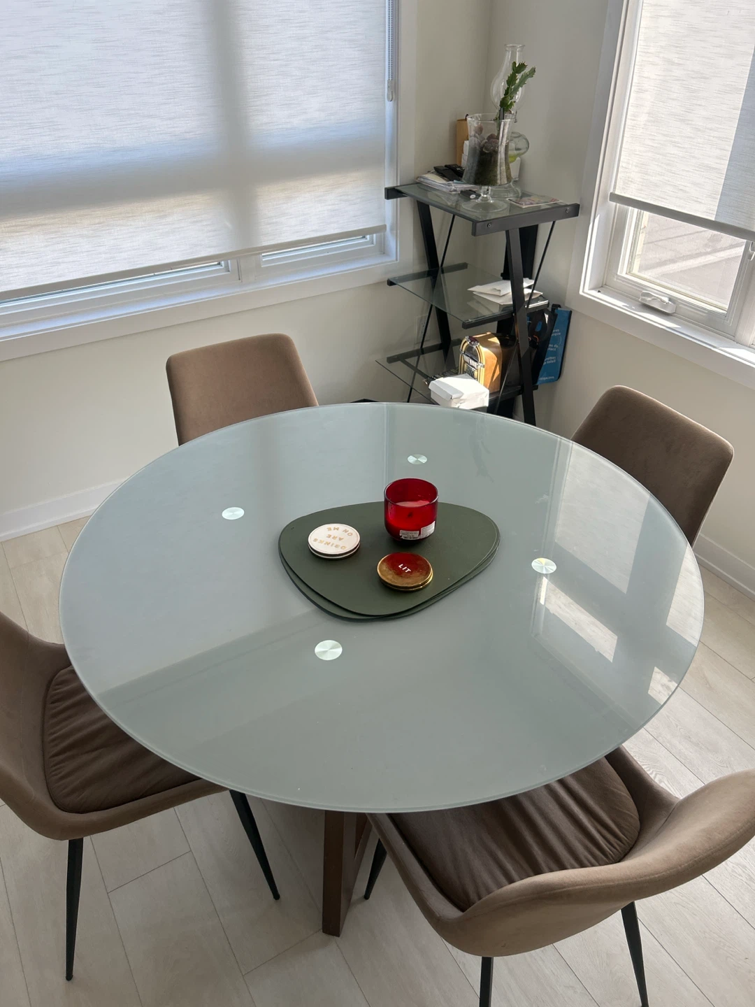 Round Glass Dining Table with 4 Chairs