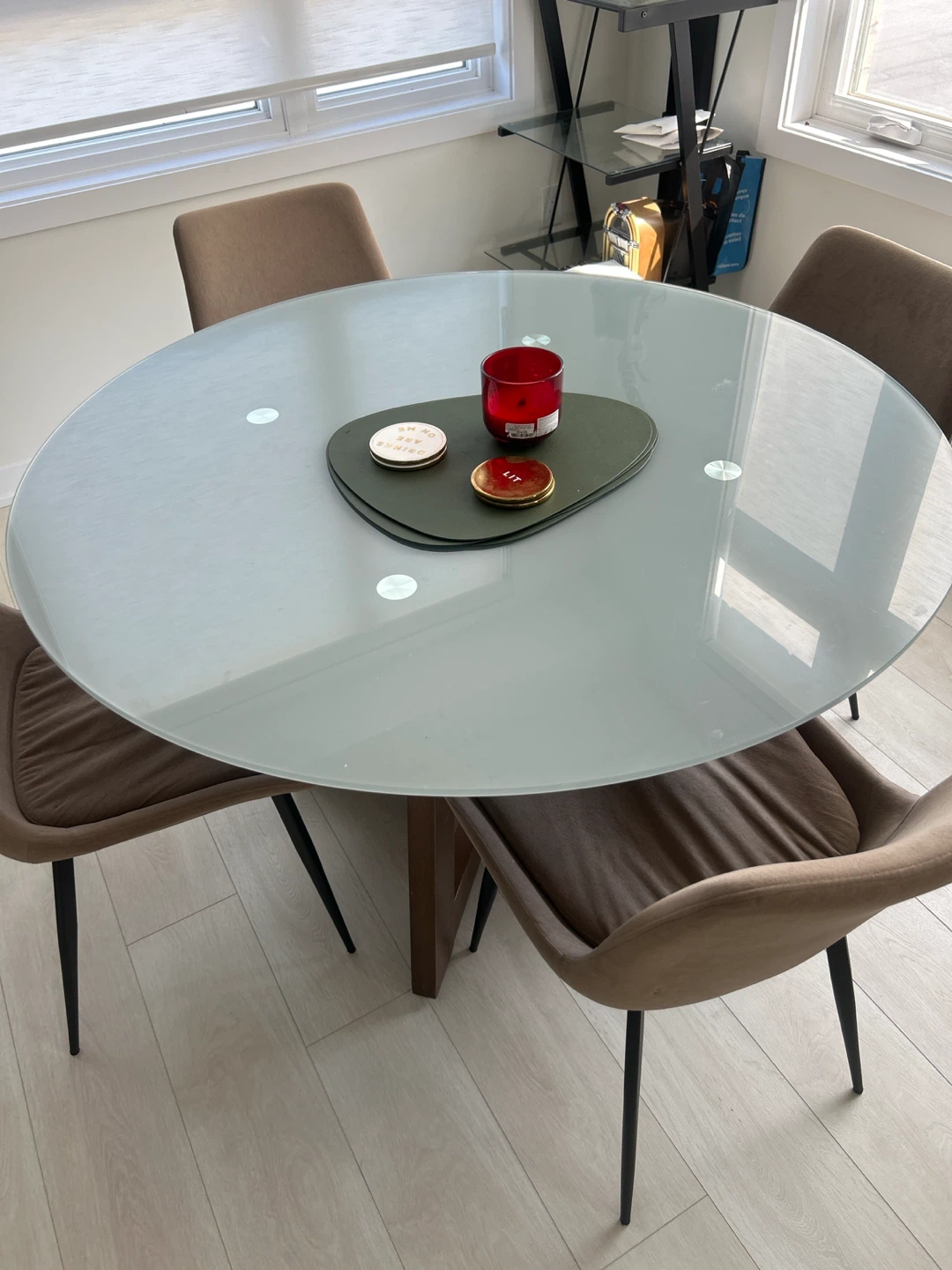 Round Glass Dining Table with 4 Chairs - photo 2