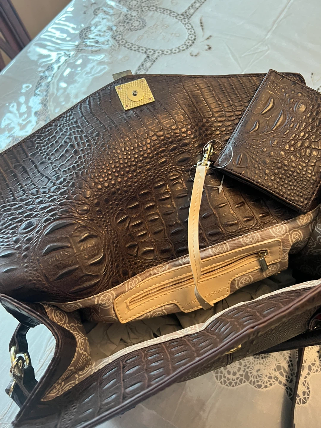 Marc Fisher Brown Croc Embossed Handbag - photo 2