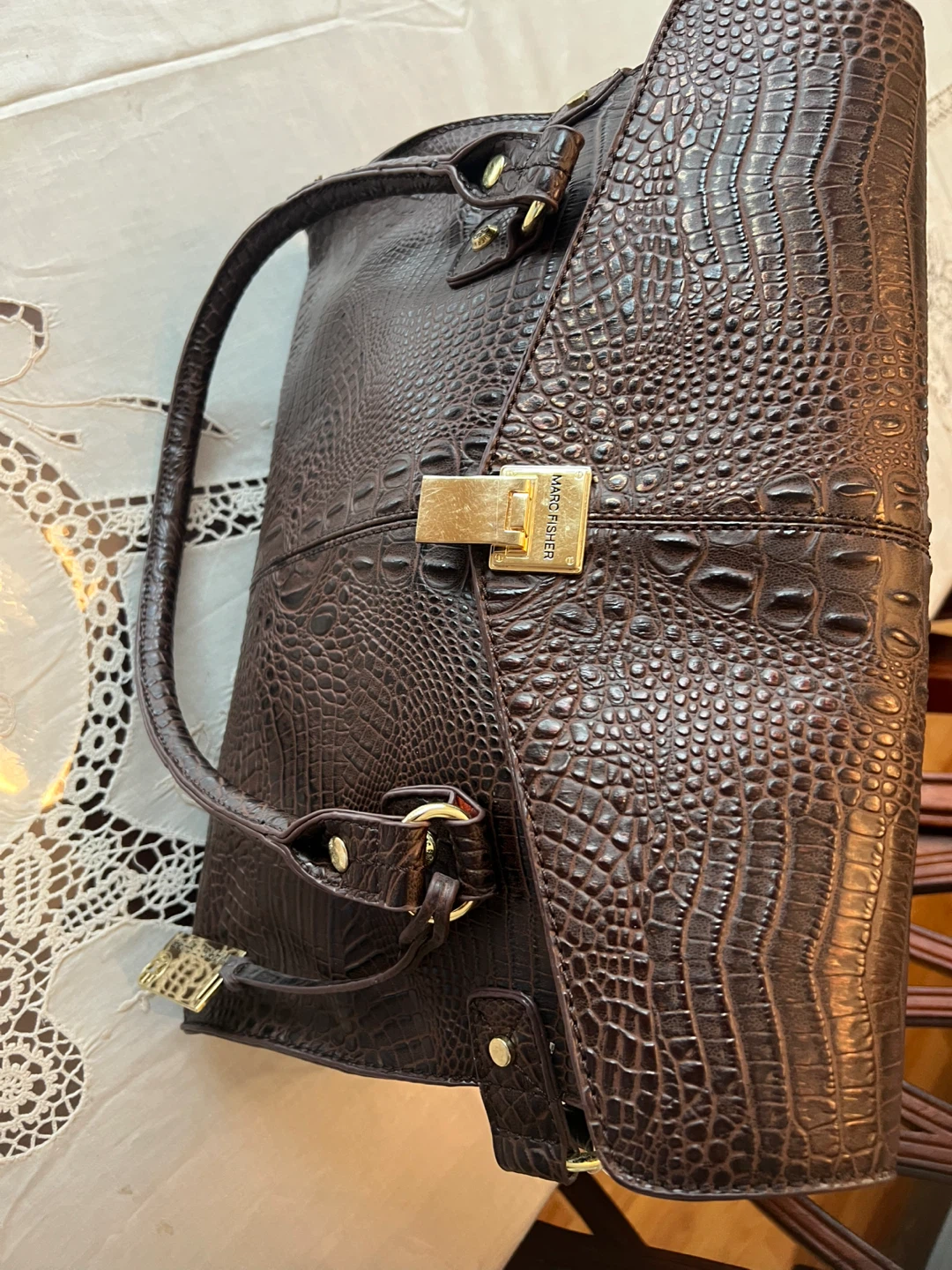 Marc Fisher Brown Croc Embossed Handbag - photo 3
