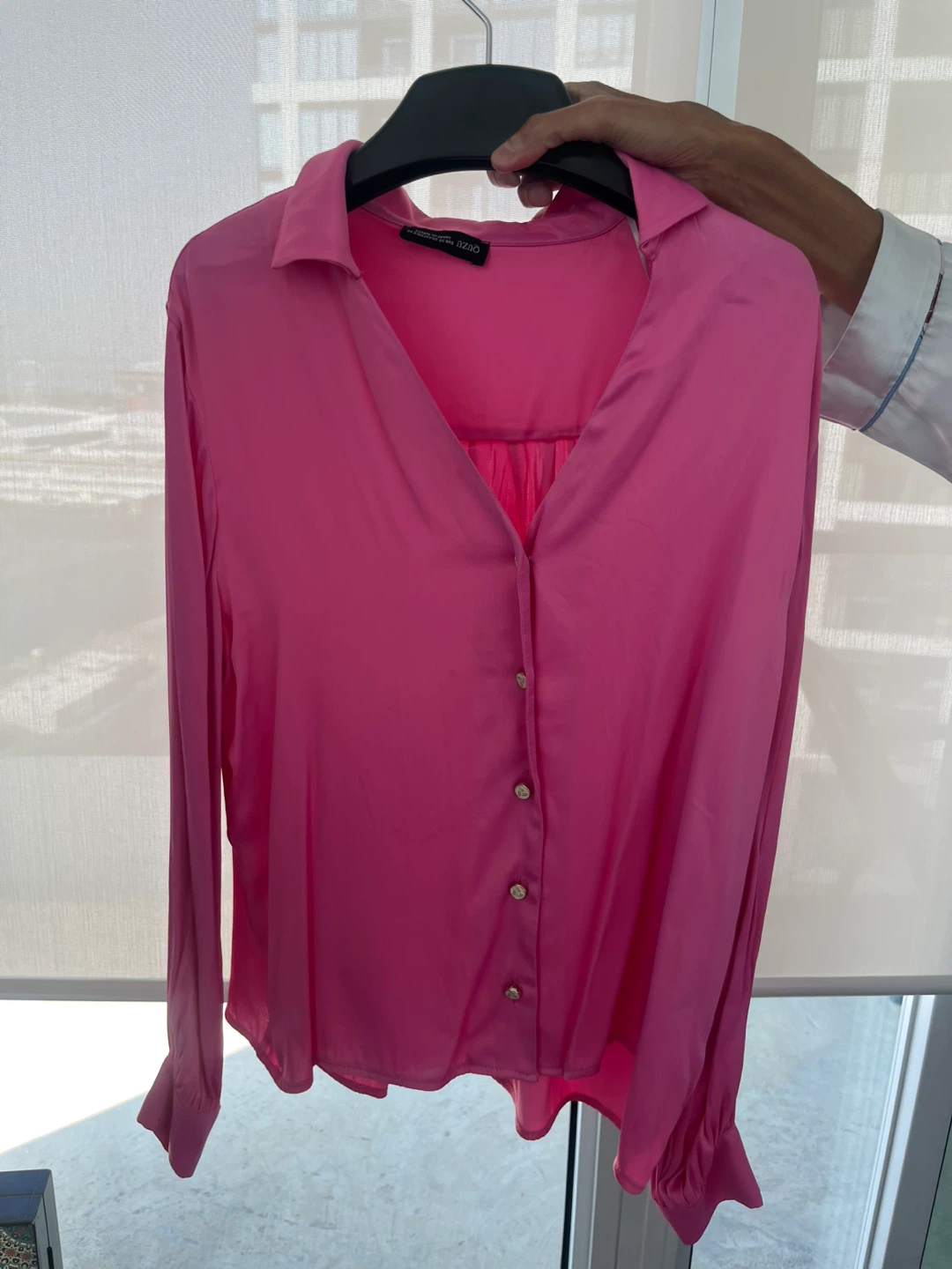 Pink Button-Up Blouse Size S