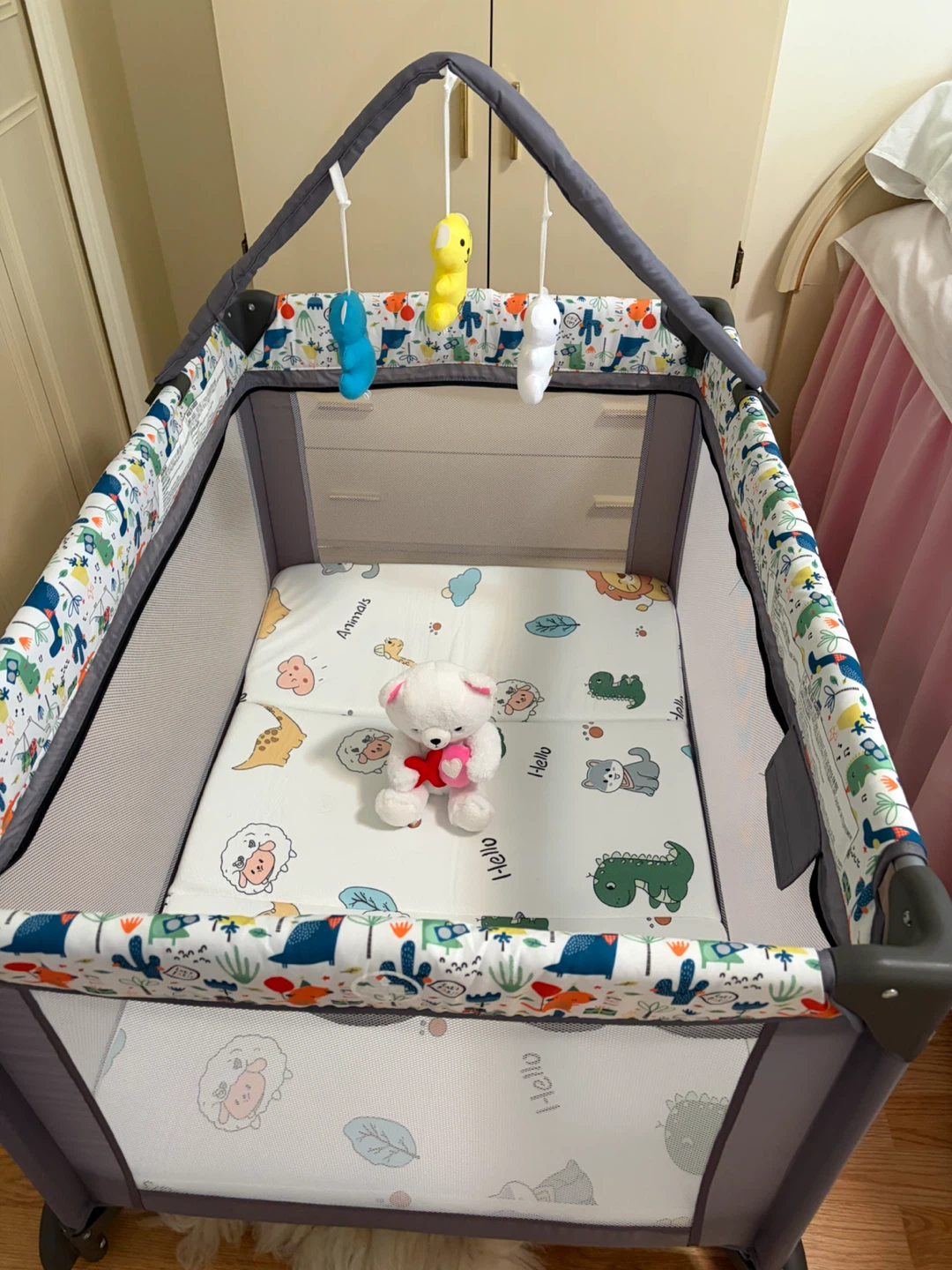 Like-New LIVINGbasics Portable Crib Set