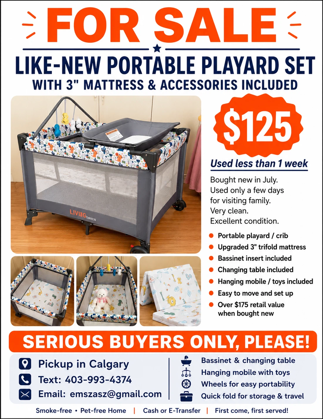Like-New LIVINGbasics Portable Crib Set - photo 3