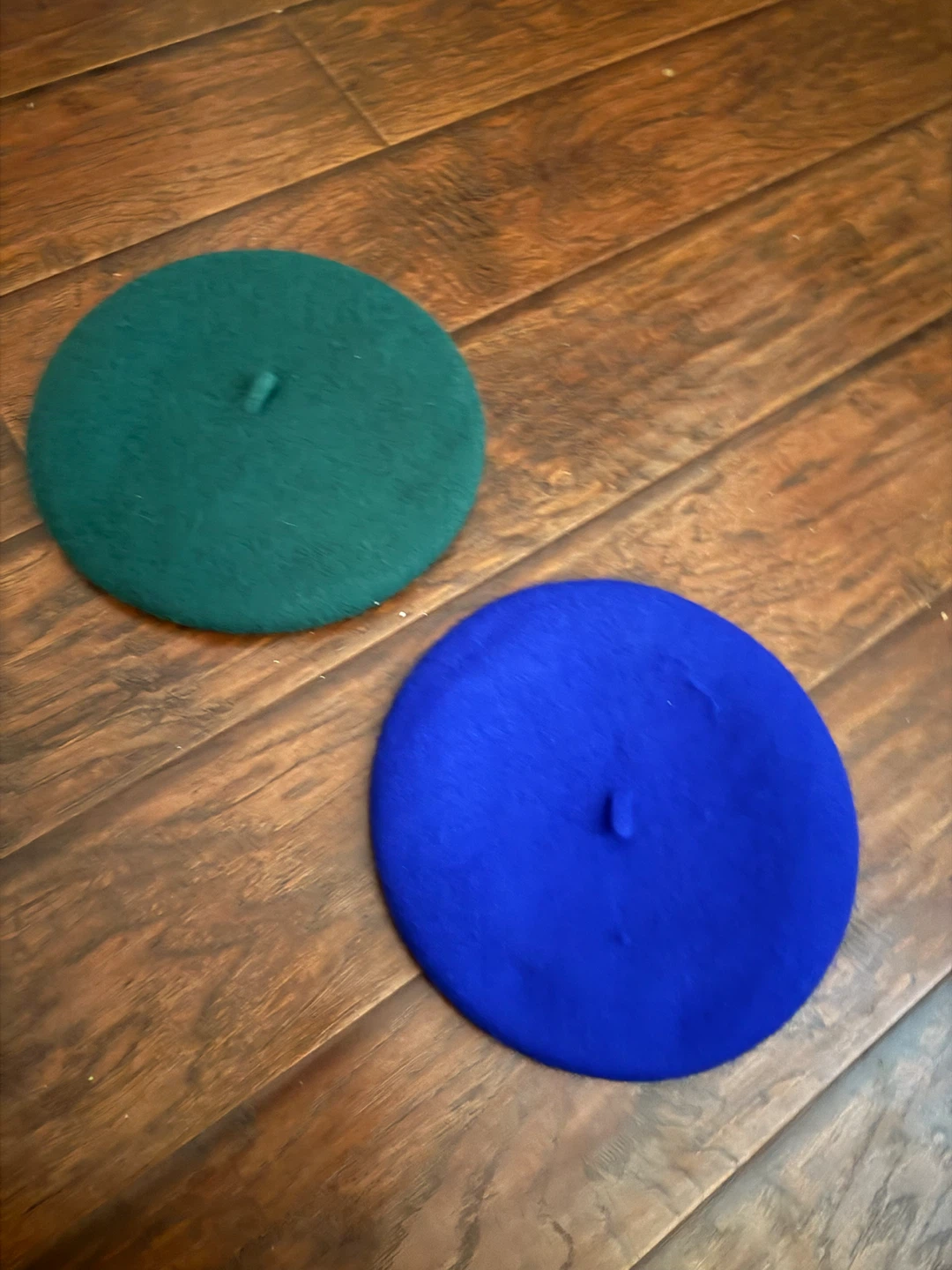 Green and Blue Berets $25. Never worn.