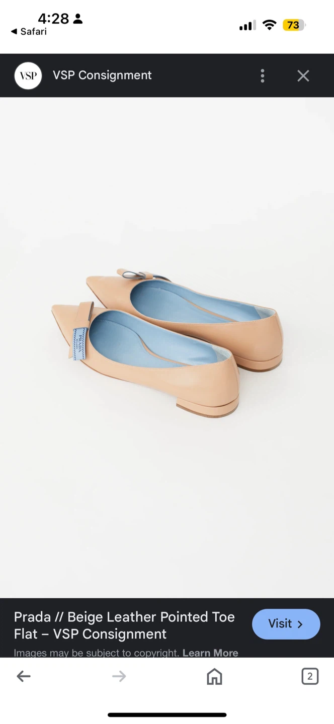 Prada Beige Leather Pointed Toe Ballet Flats