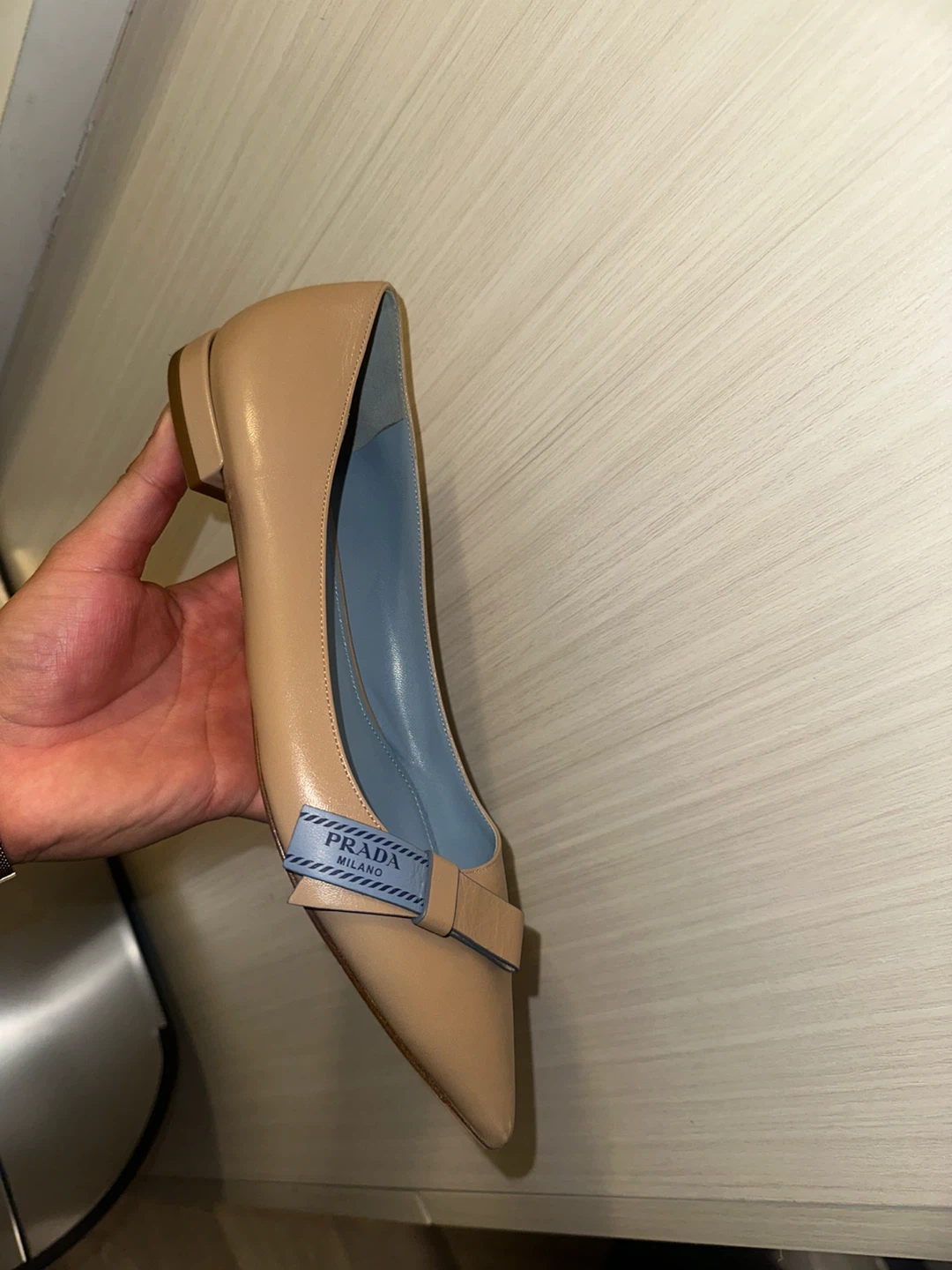 Prada Beige Leather Pointed Toe Ballet Flats - photo 2