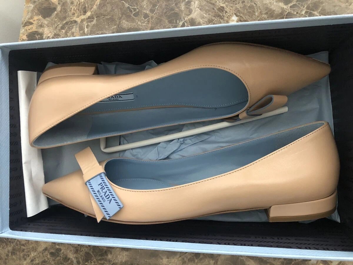 Prada Beige Leather Pointed Toe Ballet Flats - photo 3