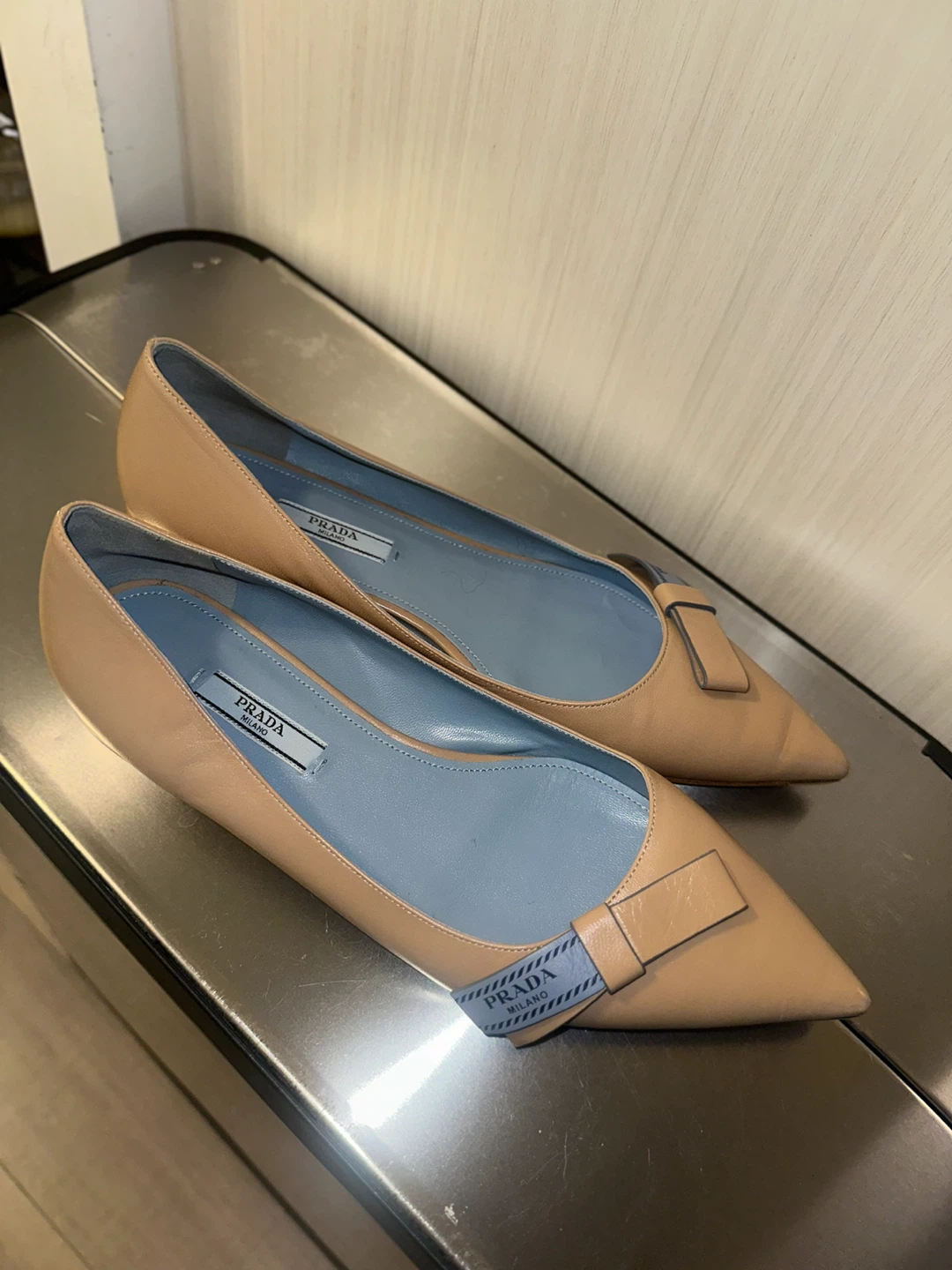 Prada Beige Leather Pointed Toe Ballet Flats - photo 5