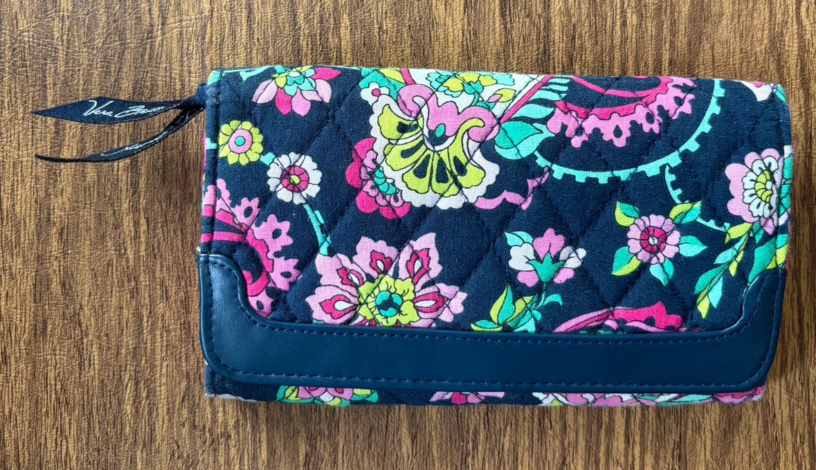Vera Bradley Quilted Trifold Wallet Petal Paisley Pattern