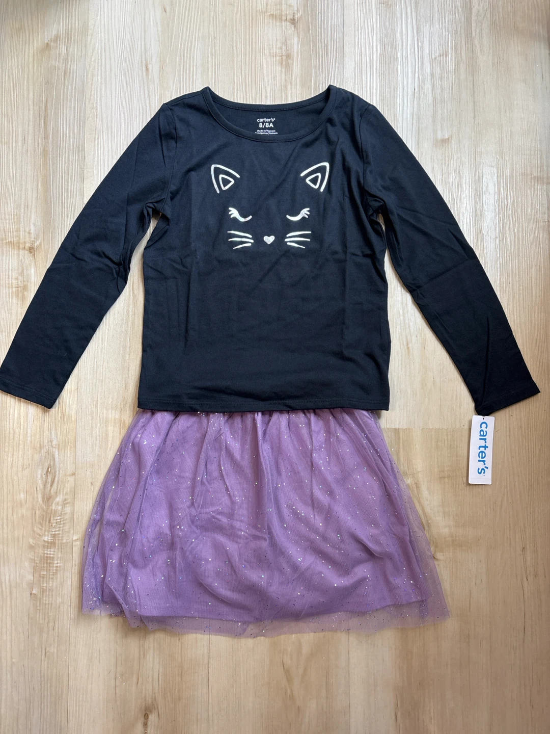 Carter's Girls Cat Face Long Sleeve T-Shirt and Tutu Set Size 8