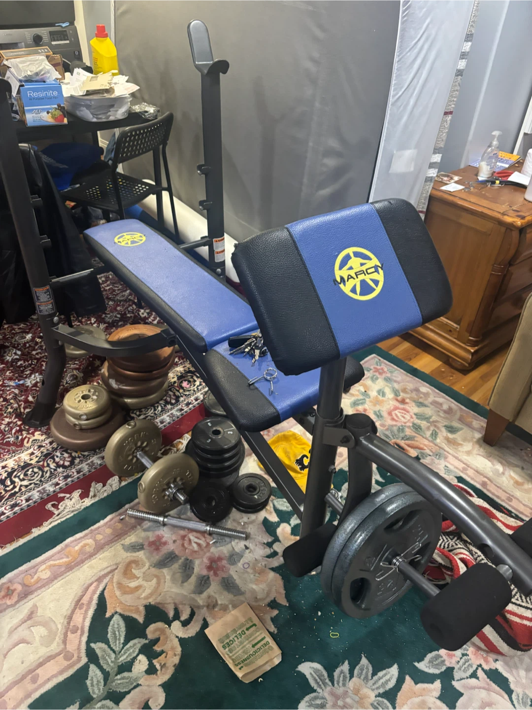 Weight bench and weight s and bars - photo 2