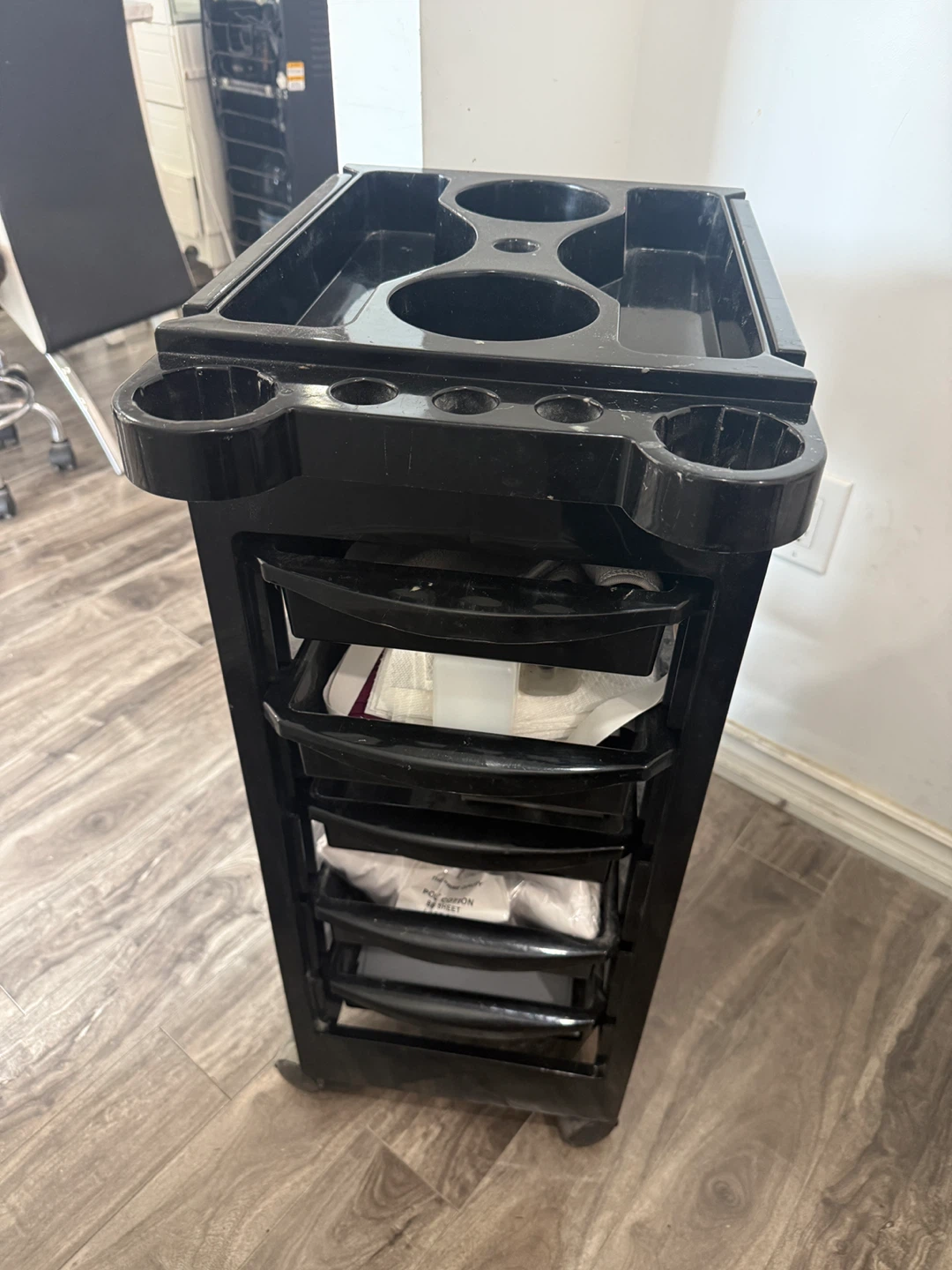 Black Rolling Salon Trolley Cart