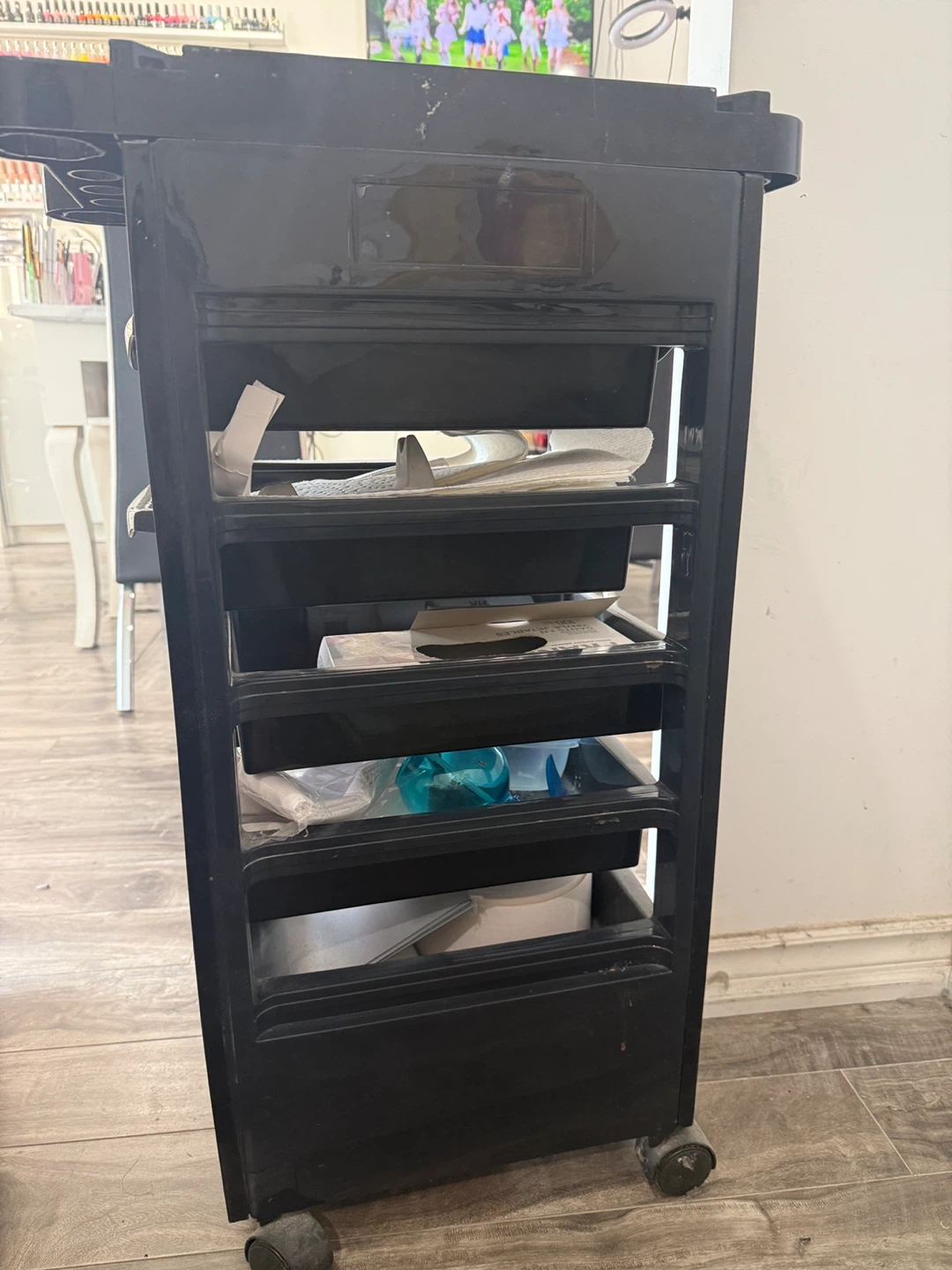 Black Rolling Salon Trolley Cart - photo 3