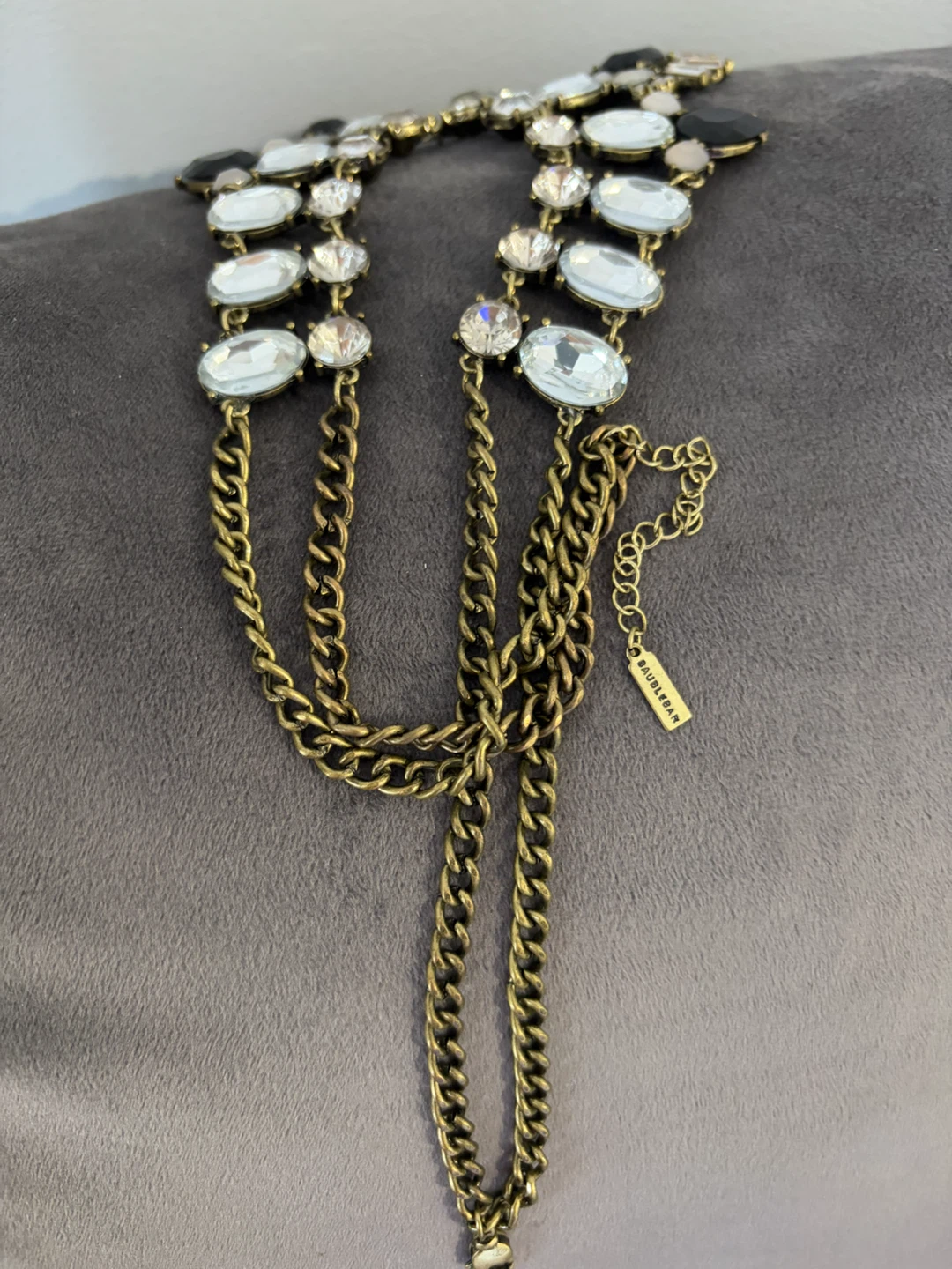 Statement Necklace with Black and Clear Gems - photo 2