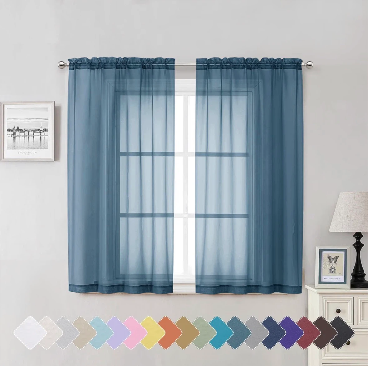 Blue Sheer Curtains (Pair)