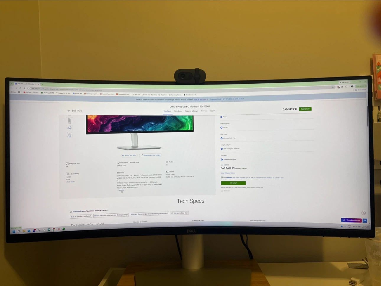 Dell 34 inch Curve Monitor - S3424DW