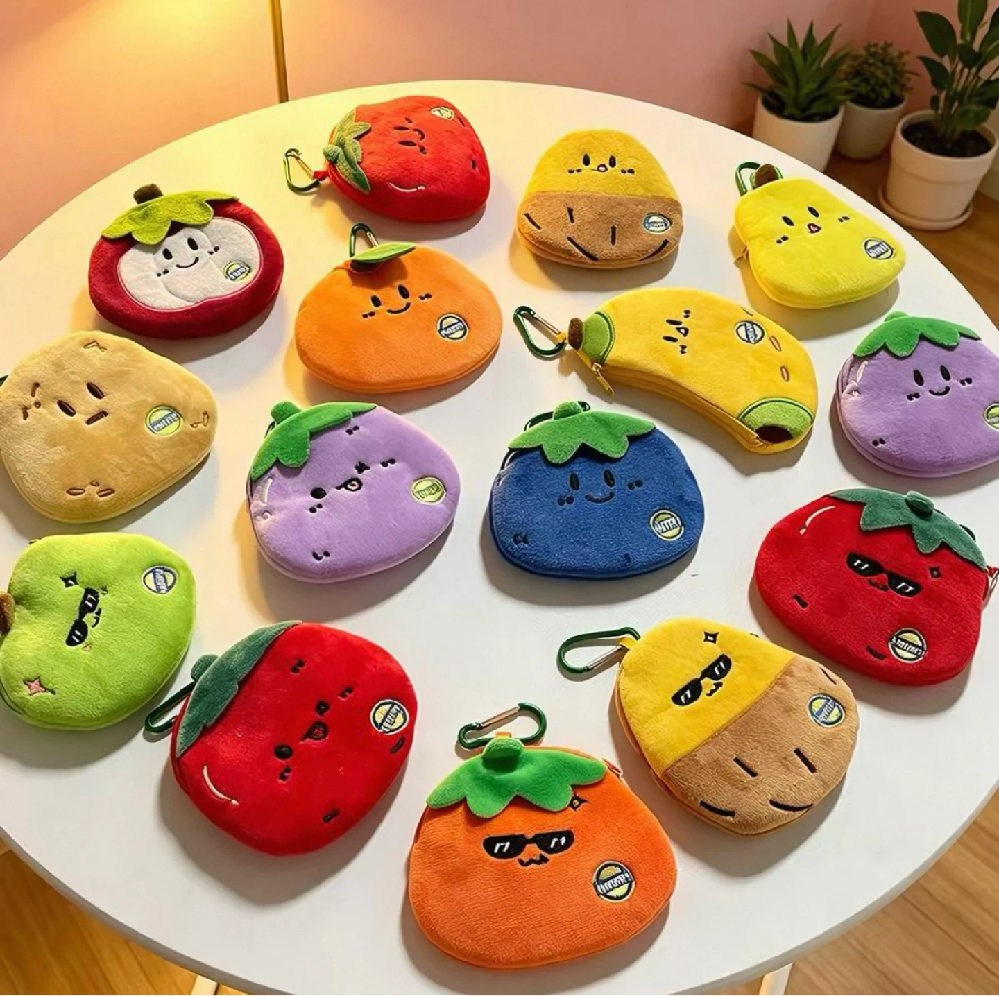 Cute Plush Fruit Coin Purse Keychain