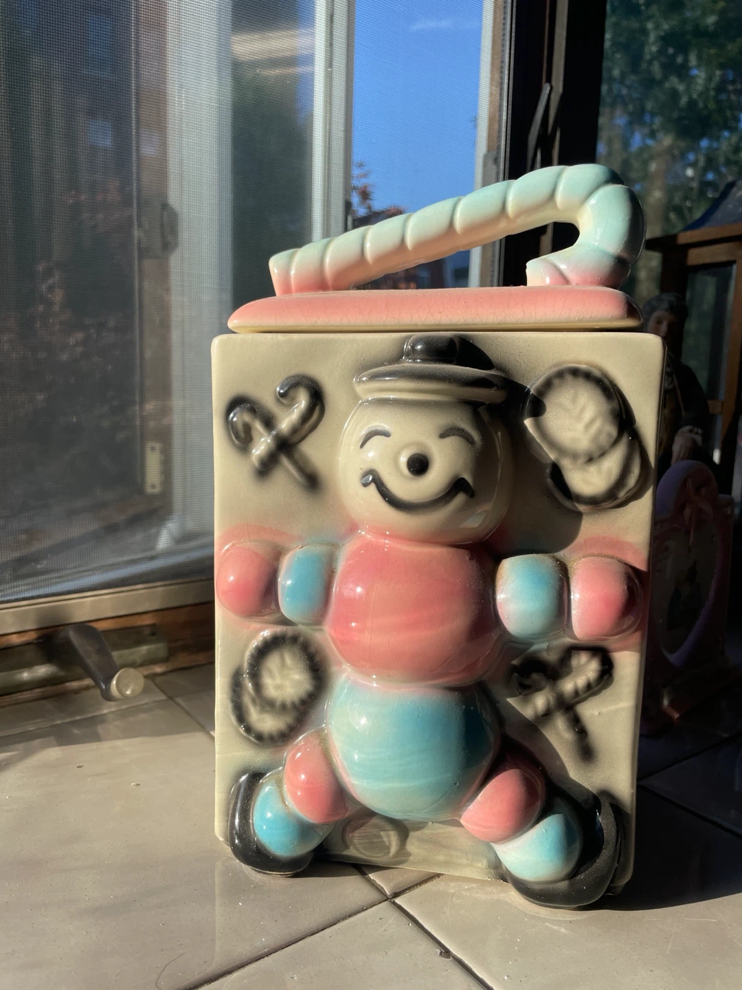 Vintage 1950s Snowman Ceramic Cookie Jar