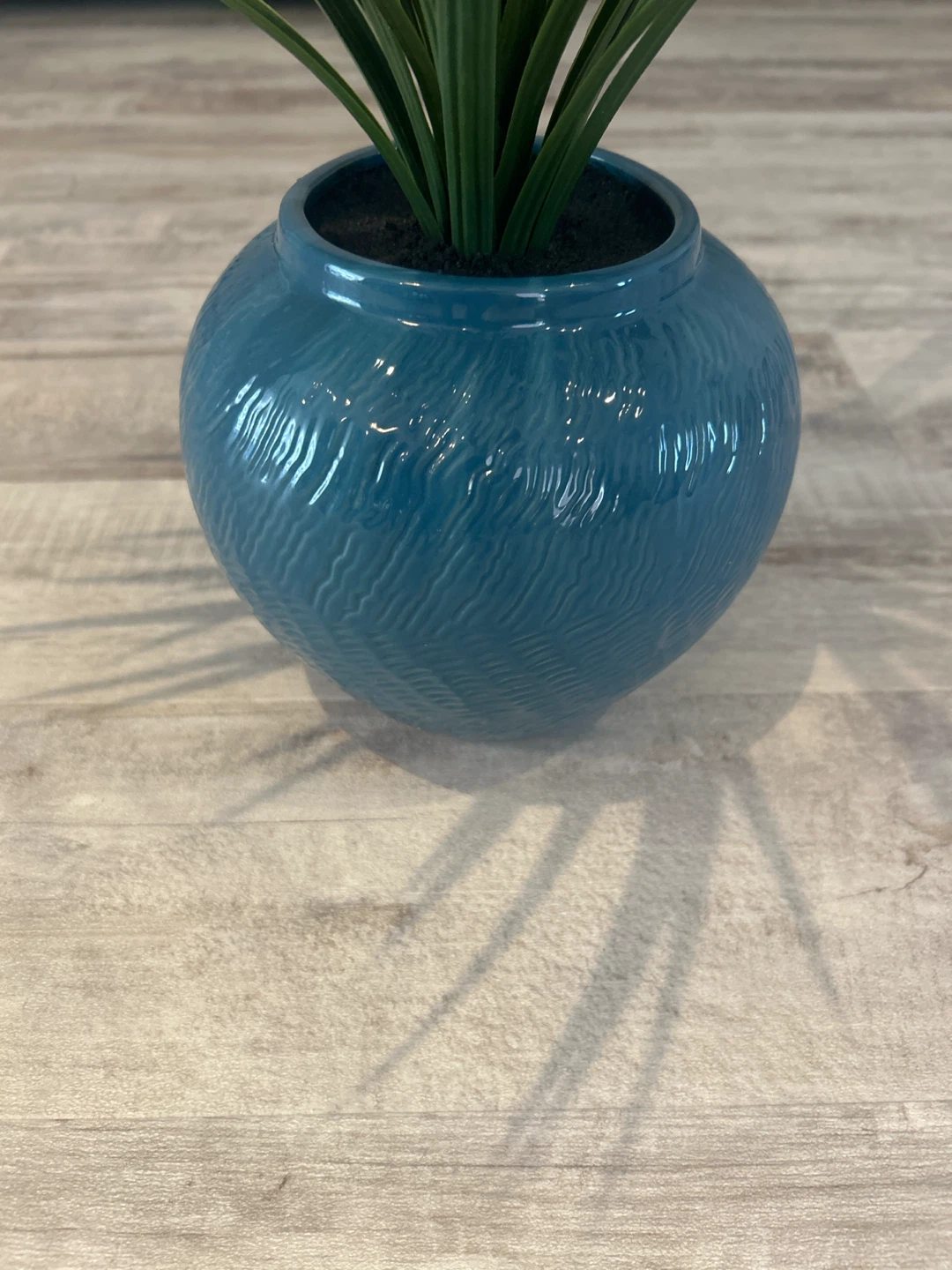 Artificial Plant in Blue Textured Pot - photo 2