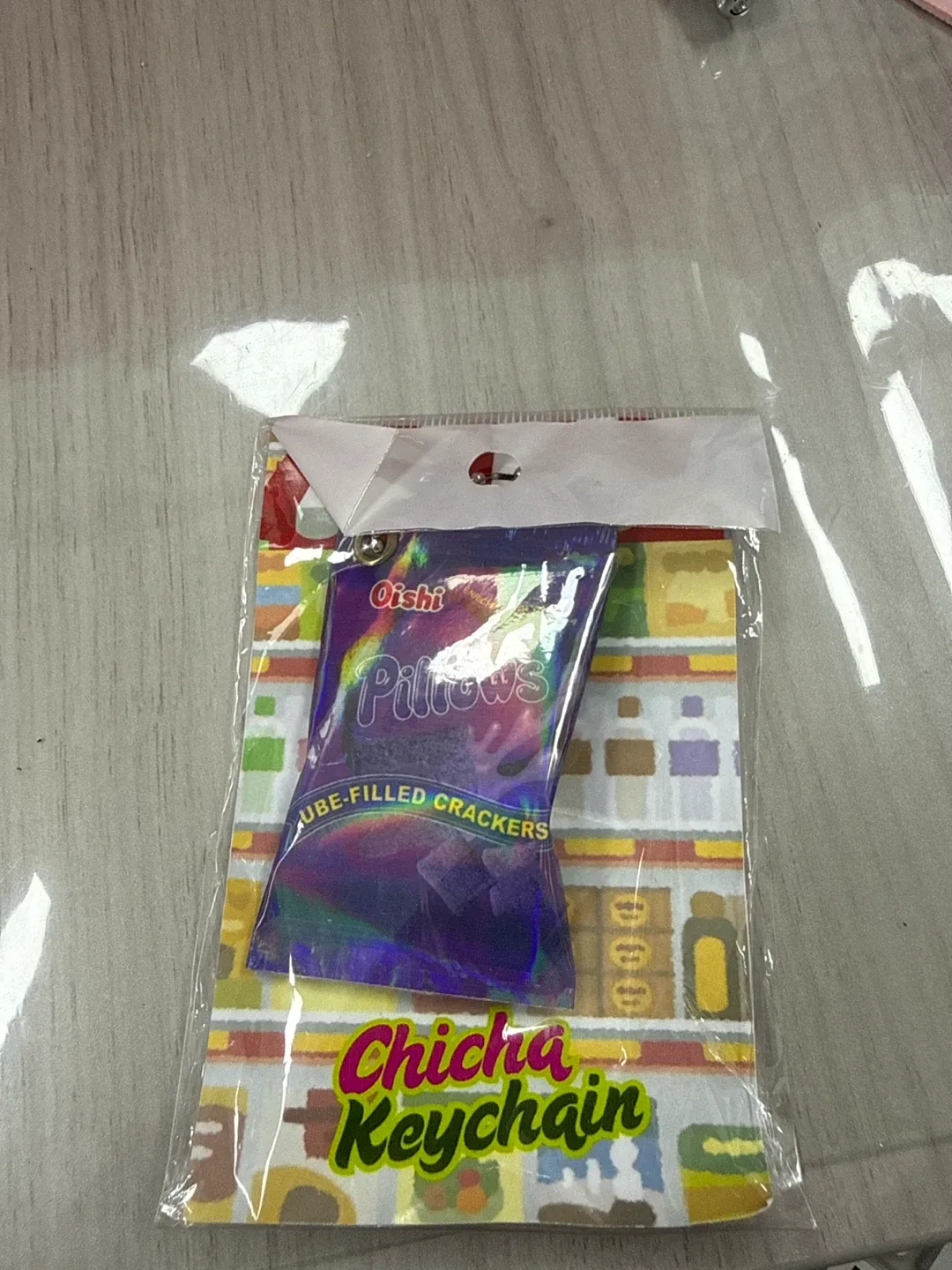 Oishi Pillows Cube-Filled Crackers Chicha Keychain