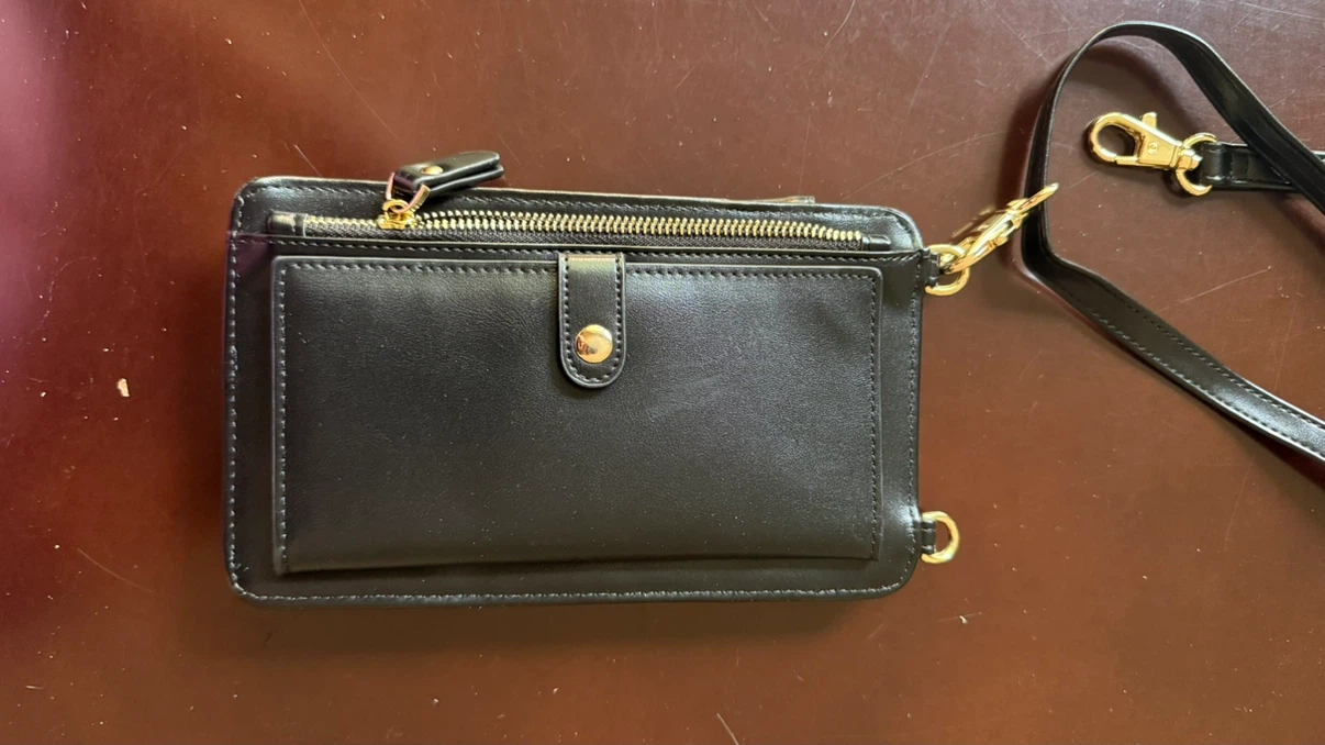 Black Leather Crossbody Wallet with Strap - photo 3